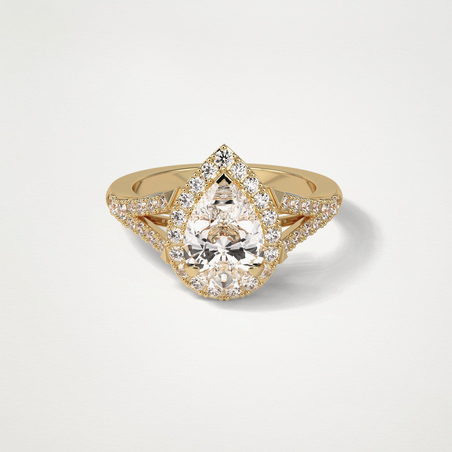 Pear Halo & Split Shank Moissanite Engagement Ring – 3.1 CT Lab-Created Brilliance in 10K/14K/18K Gold