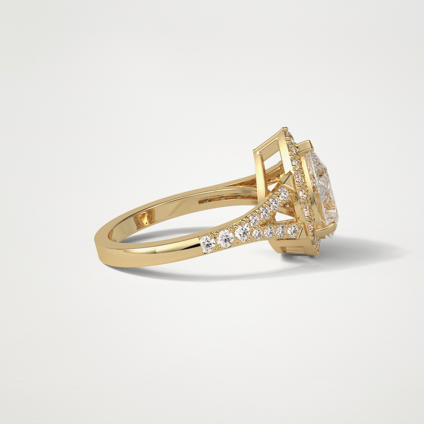 Pear Halo & Split Shank Moissanite Engagement Ring – 3.1 CT Lab-Created Brilliance in 10K/14K/18K Gold