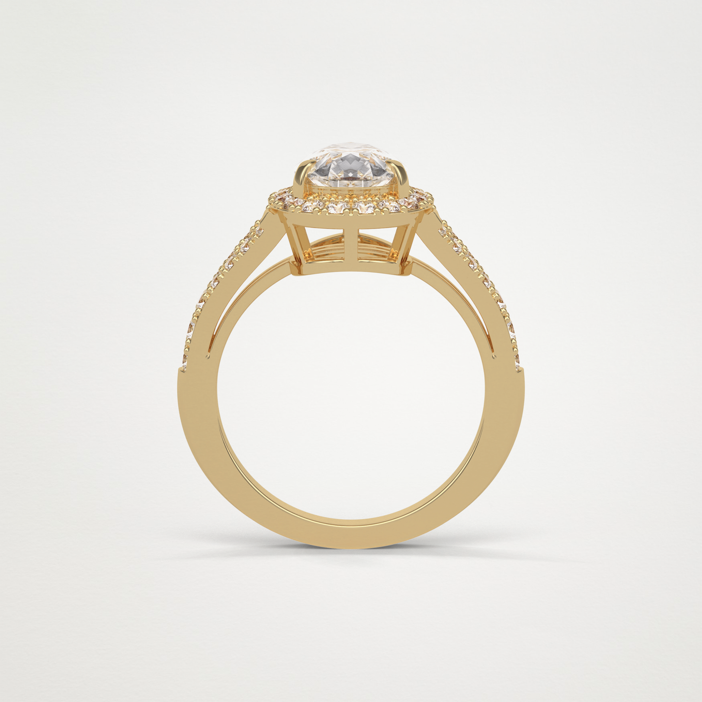 Pear Halo & Split Shank Moissanite Engagement Ring – 3.1 CT Lab-Created Brilliance in 10K/14K/18K Gold