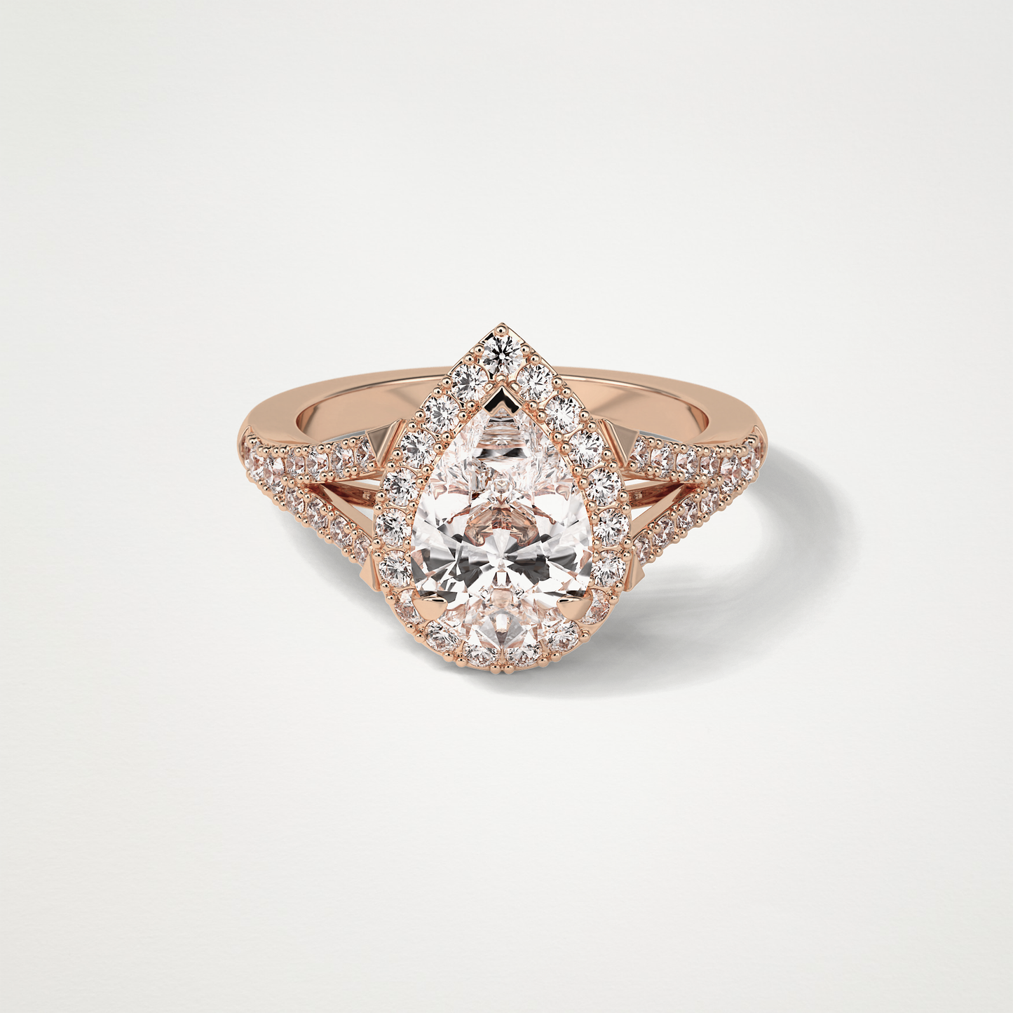 Pear Halo & Split Shank Moissanite Engagement Ring – 3.1 CT Lab-Created Brilliance in 10K/14K/18K Gold