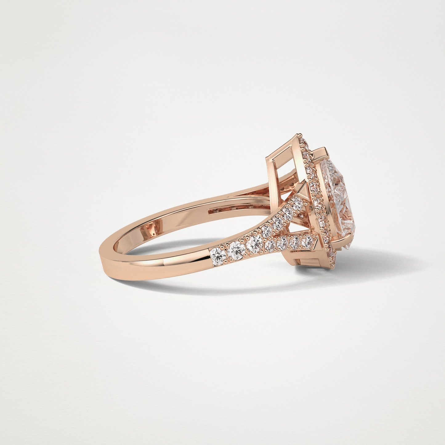Pear Halo & Split Shank Moissanite Engagement Ring – 3.1 CT Lab-Created Brilliance in 10K/14K/18K Gold
