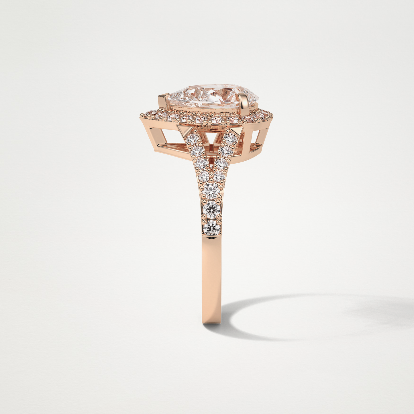 Pear Halo & Split Shank Moissanite Engagement Ring – 3.1 CT Lab-Created Brilliance in 10K/14K/18K Gold