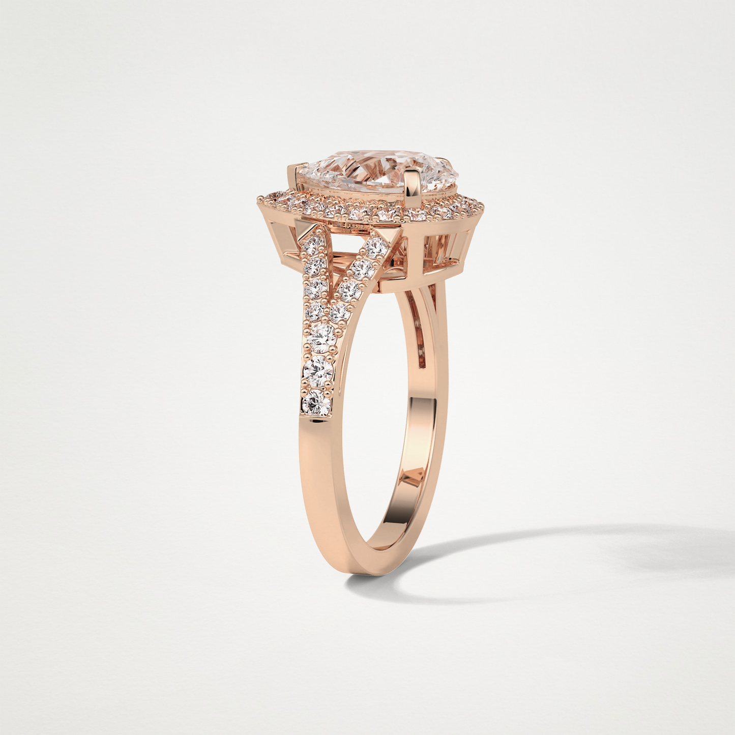 Pear Halo & Split Shank Moissanite Engagement Ring – 3.1 CT Lab-Created Brilliance in 10K/14K/18K Gold