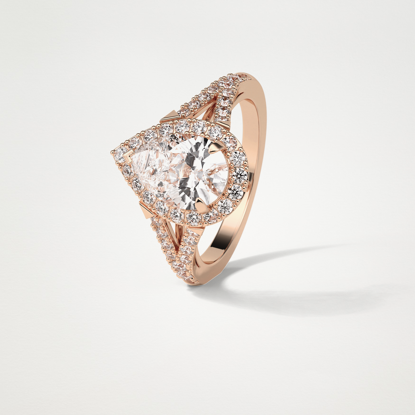 Pear Halo & Split Shank Moissanite Engagement Ring – 3.1 CT Lab-Created Brilliance in 10K/14K/18K Gold