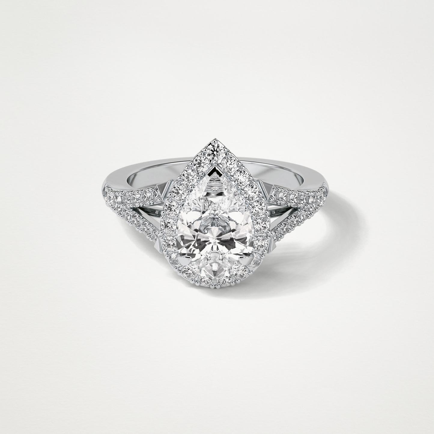 Pear Halo & Split Shank Moissanite Engagement Ring – 3.1 CT Lab-Created Brilliance in 10K/14K/18K Gold