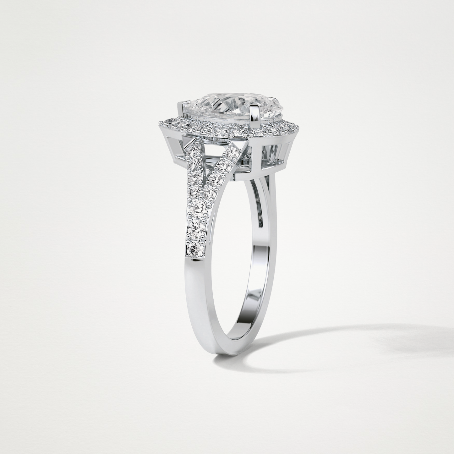Pear Halo & Split Shank Moissanite Engagement Ring – 3.1 CT Lab-Created Brilliance in 10K/14K/18K Gold