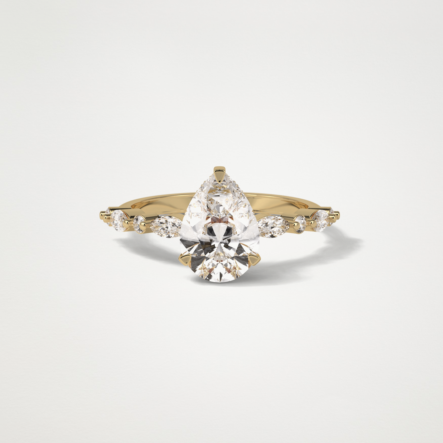 Pear Hidden Halo & Pave Moissanite Engagement Ring – 1.93 CT Lab-Created Brilliance in 10K/14K/18K Gold