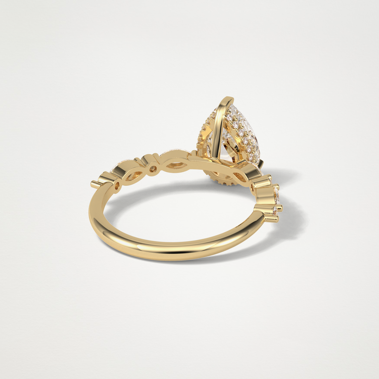 Pear Hidden Halo & Pave Moissanite Engagement Ring – 1.93 CT Lab-Created Brilliance in 10K/14K/18K Gold
