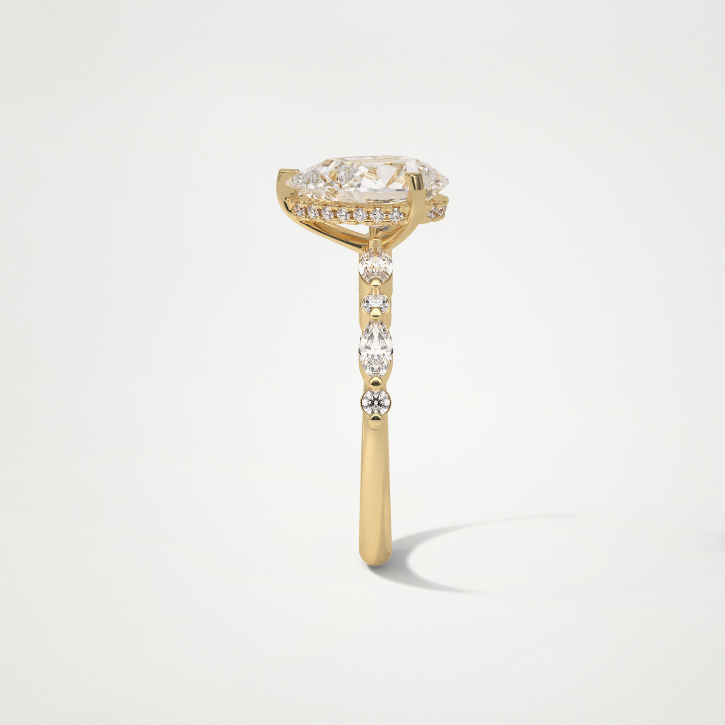 Pear Hidden Halo & Pave Moissanite Engagement Ring – 1.93 CT Lab-Created Brilliance in 10K/14K/18K Gold