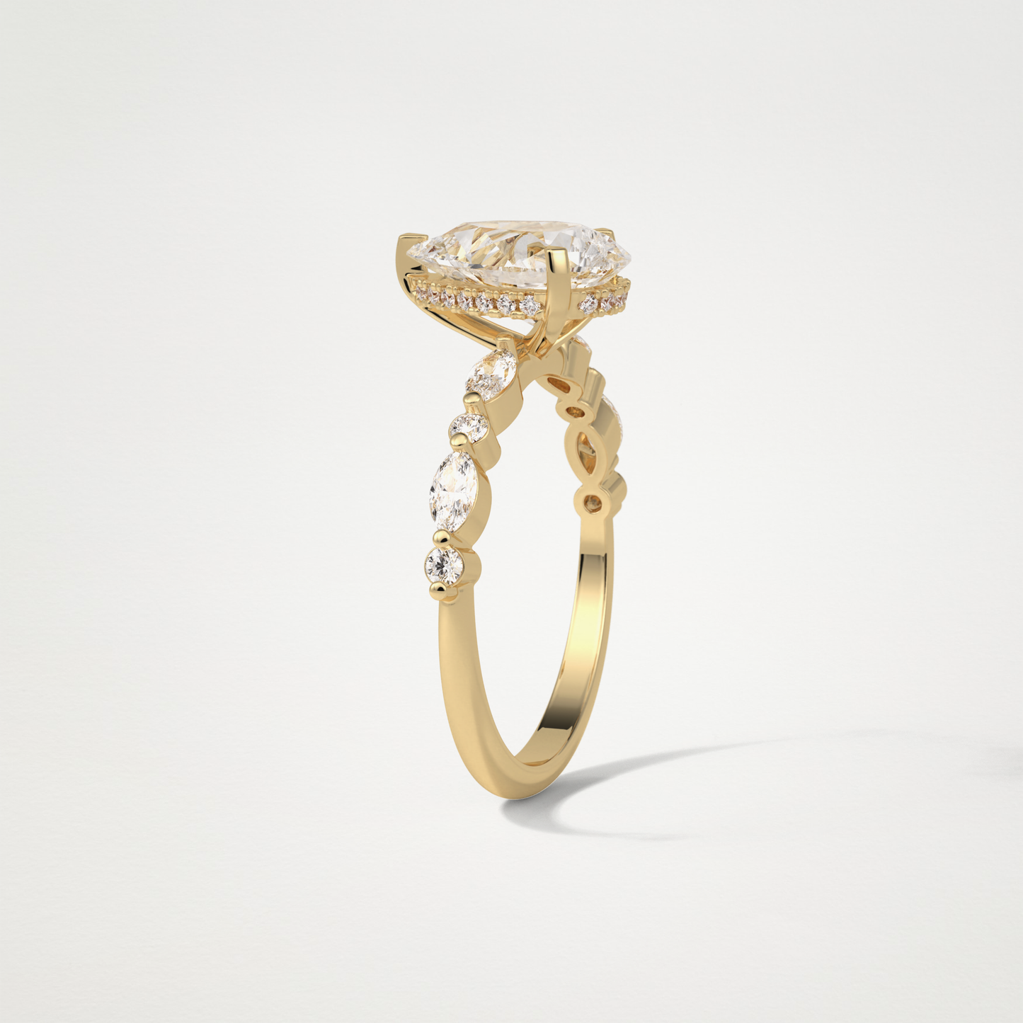Pear Hidden Halo & Pave Moissanite Engagement Ring – 1.93 CT Lab-Created Brilliance in 10K/14K/18K Gold