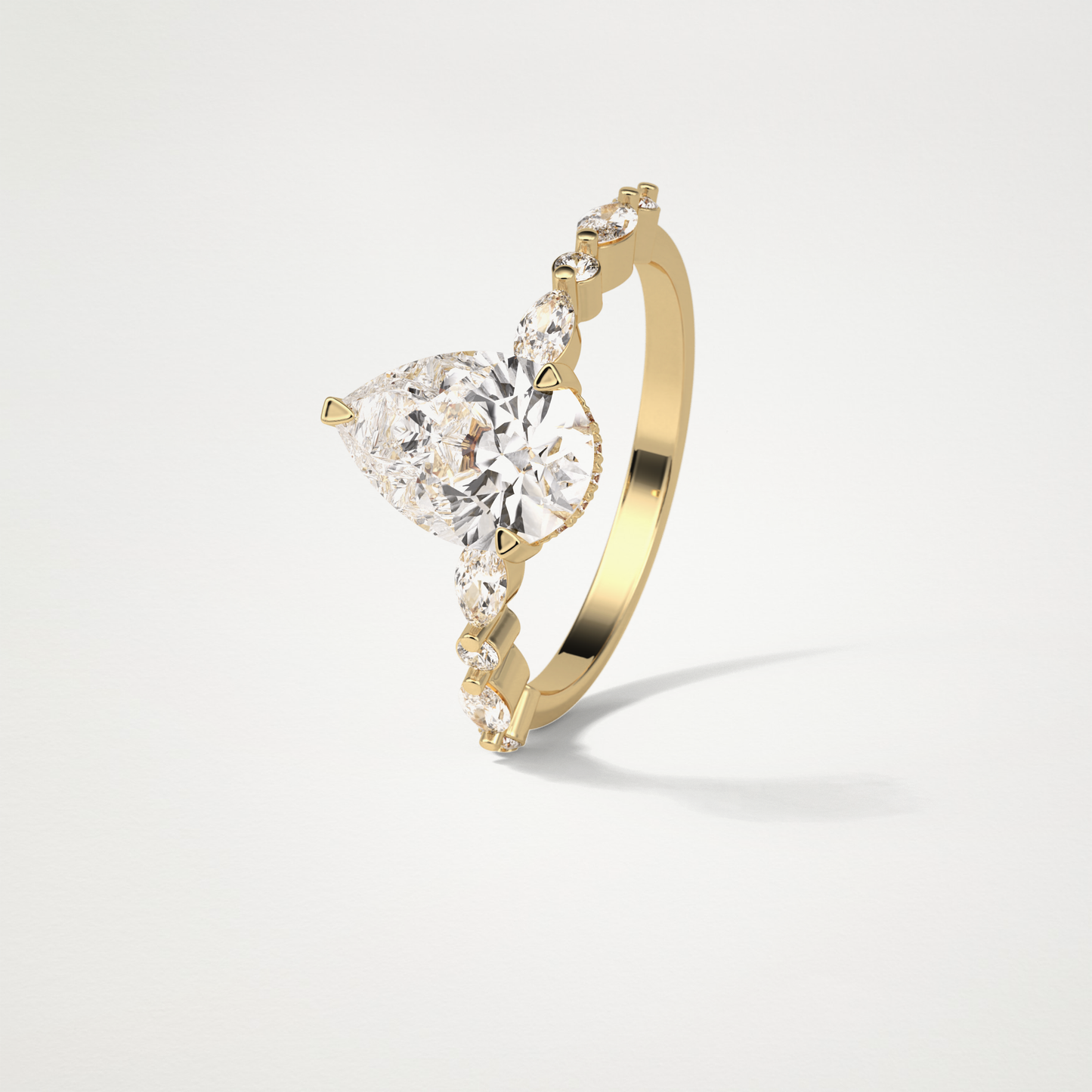 Pear Hidden Halo & Pave Moissanite Engagement Ring – 1.93 CT Lab-Created Brilliance in 10K/14K/18K Gold