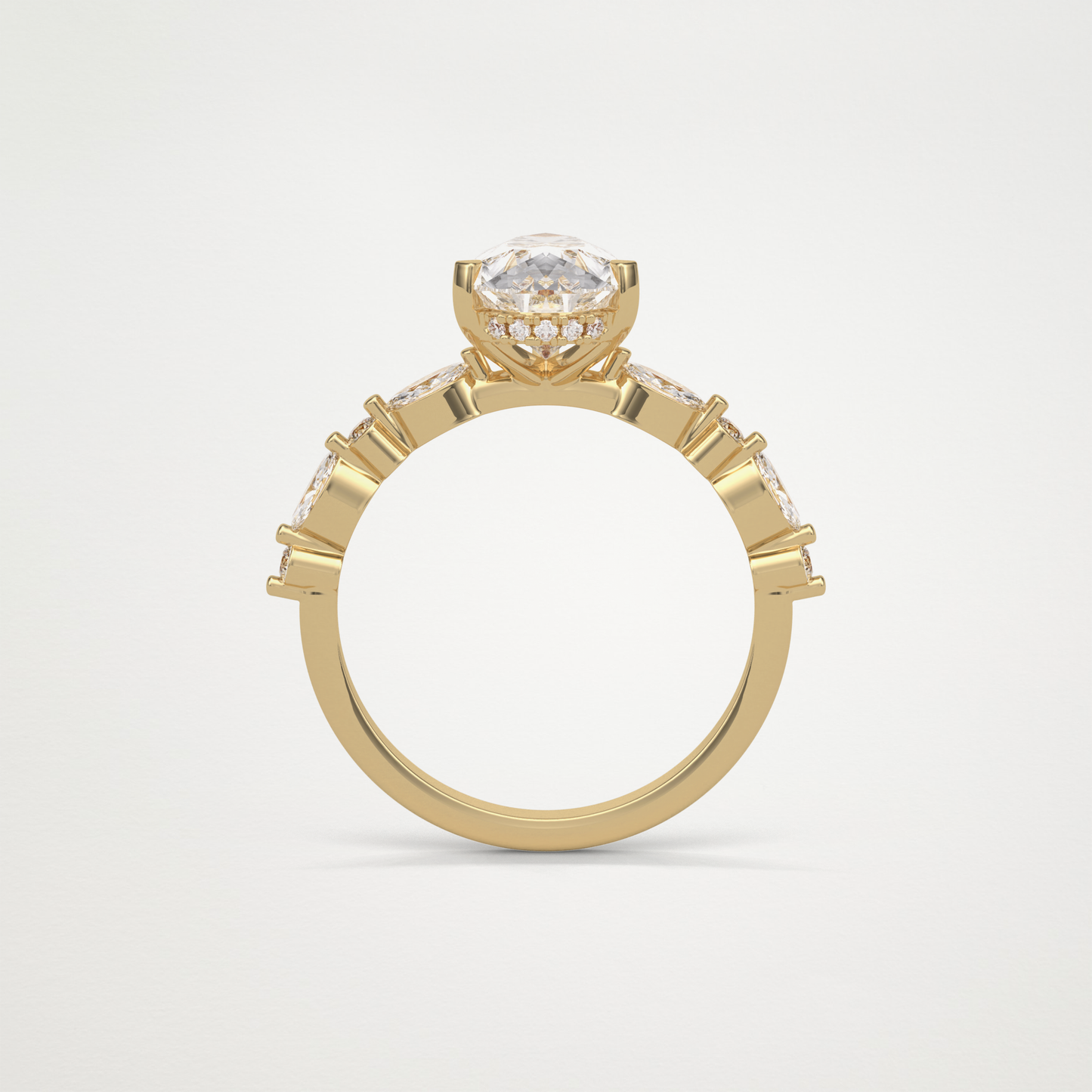 Pear Hidden Halo & Pave Moissanite Engagement Ring – 1.93 CT Lab-Created Brilliance in 10K/14K/18K Gold