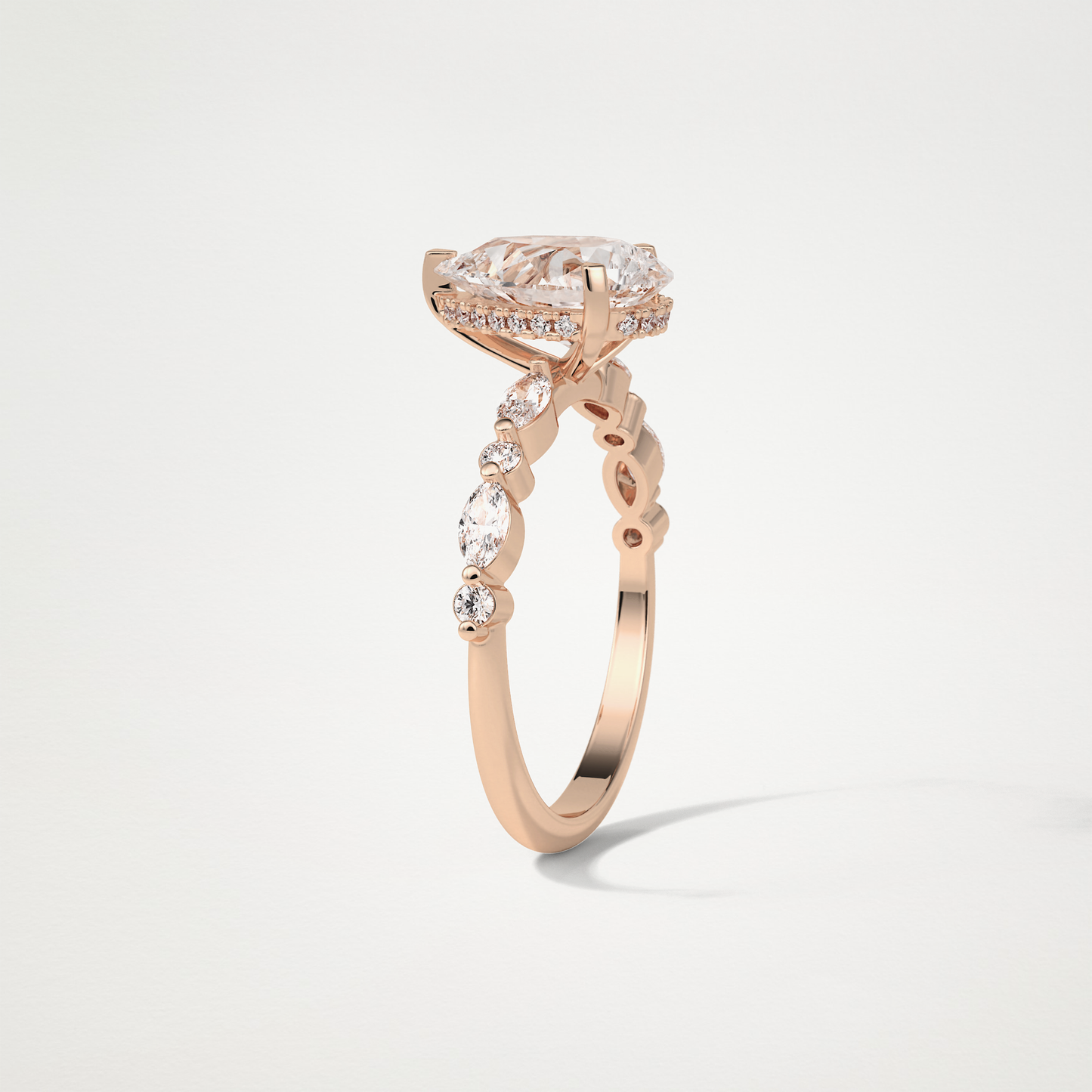 Pear Hidden Halo & Pave Moissanite Engagement Ring – 1.93 CT Lab-Created Brilliance in 10K/14K/18K Gold