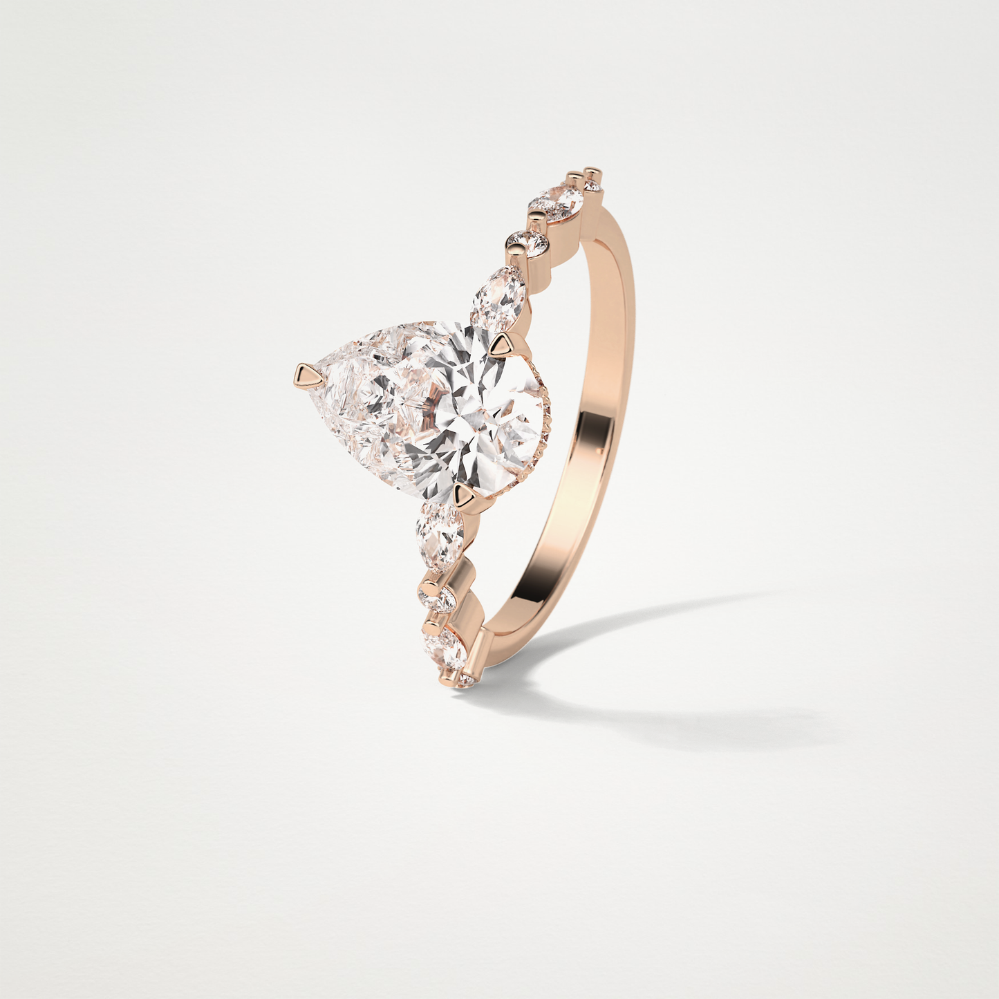 Pear Hidden Halo & Pave Moissanite Engagement Ring – 1.93 CT Lab-Created Brilliance in 10K/14K/18K Gold