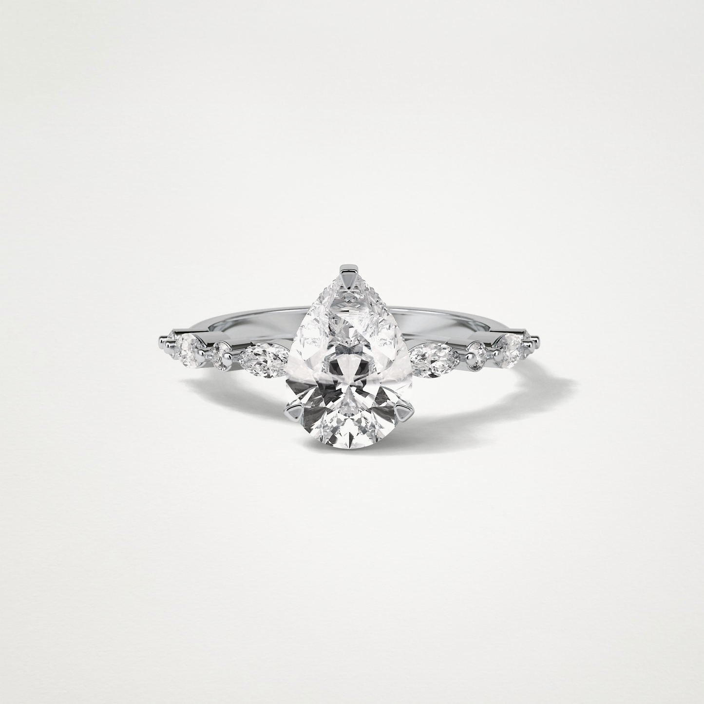 Pear Hidden Halo & Pave Moissanite Engagement Ring – 1.93 CT Lab-Created Brilliance in 10K/14K/18K Gold