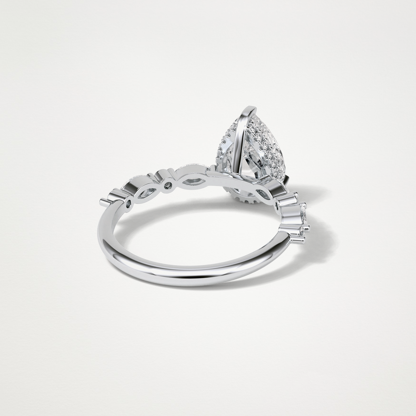 Pear Hidden Halo & Pave Moissanite Engagement Ring – 1.93 CT Lab-Created Brilliance in 10K/14K/18K Gold