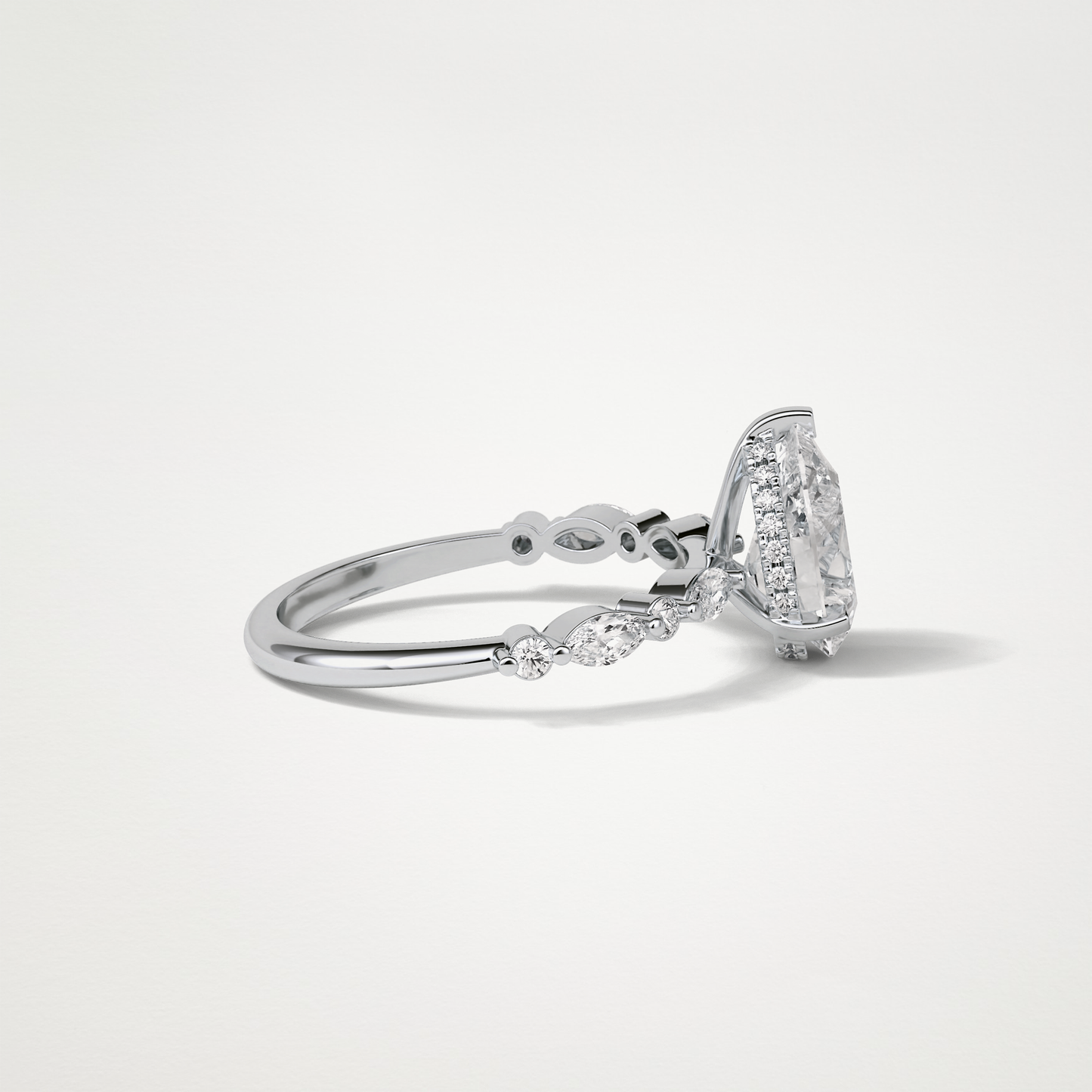 Pear Hidden Halo & Pave Moissanite Engagement Ring – 1.93 CT Lab-Created Brilliance in 10K/14K/18K Gold