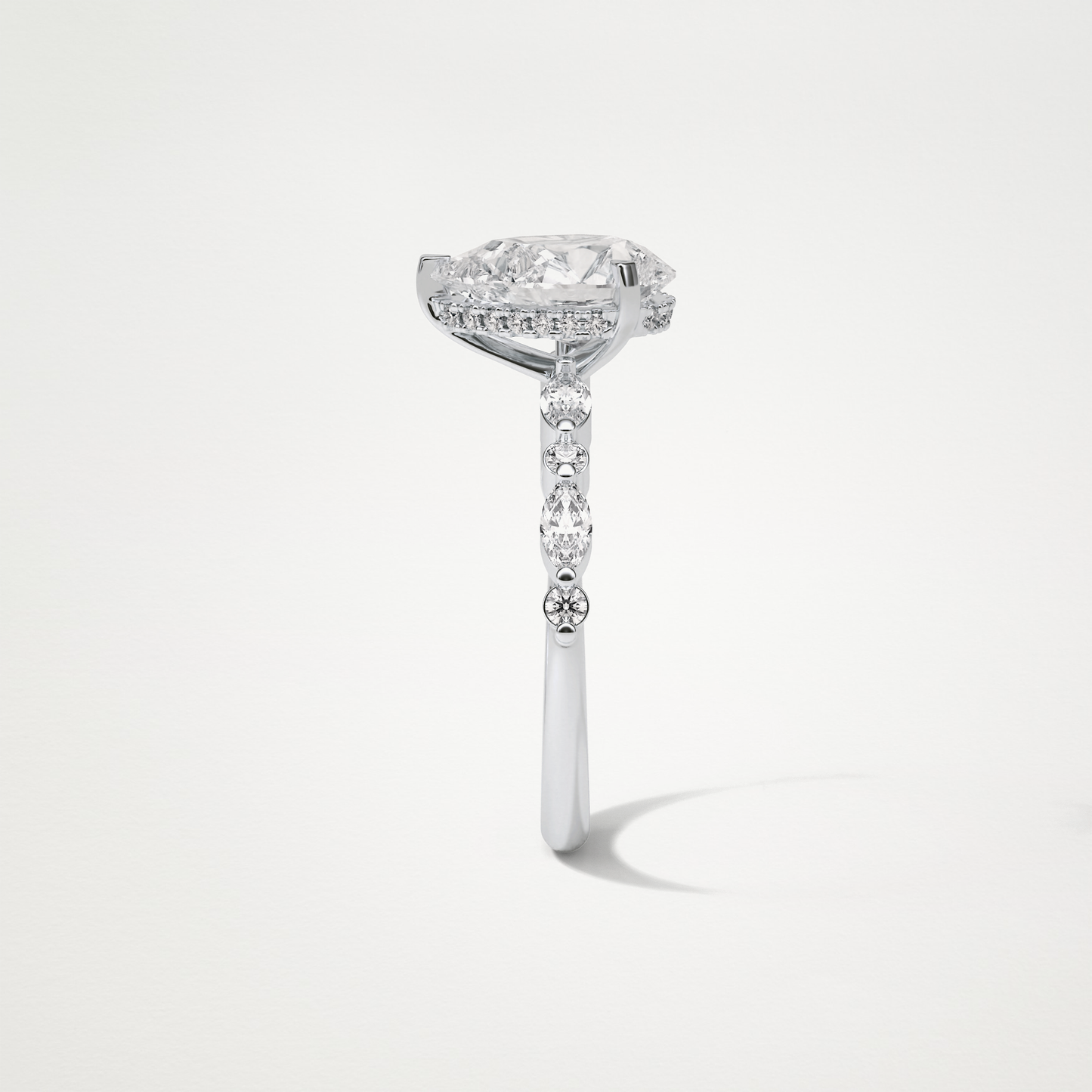 Pear Hidden Halo & Pave Moissanite Engagement Ring – 1.93 CT Lab-Created Brilliance in 10K/14K/18K Gold