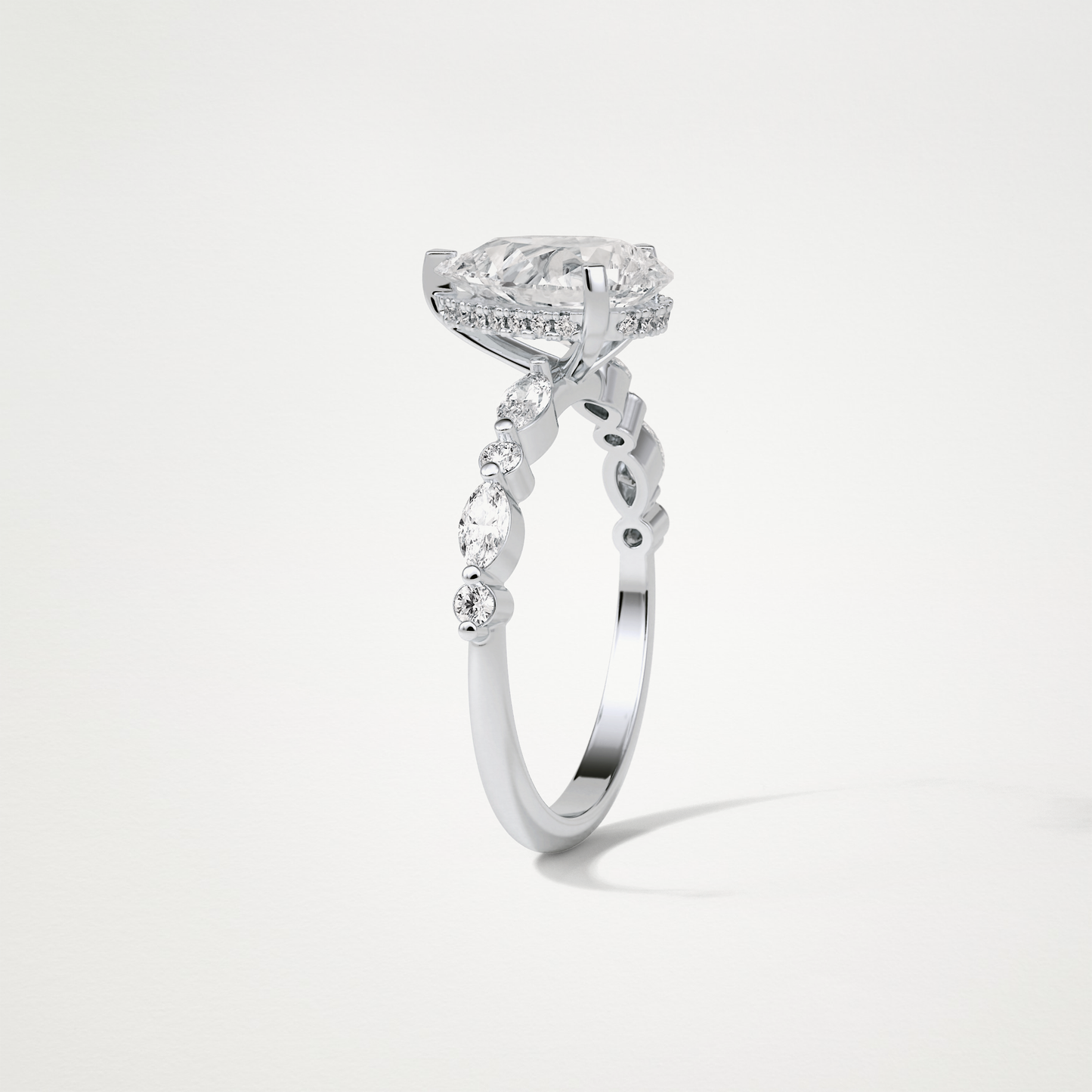 Pear Hidden Halo & Pave Moissanite Engagement Ring – 1.93 CT Lab-Created Brilliance in 10K/14K/18K Gold