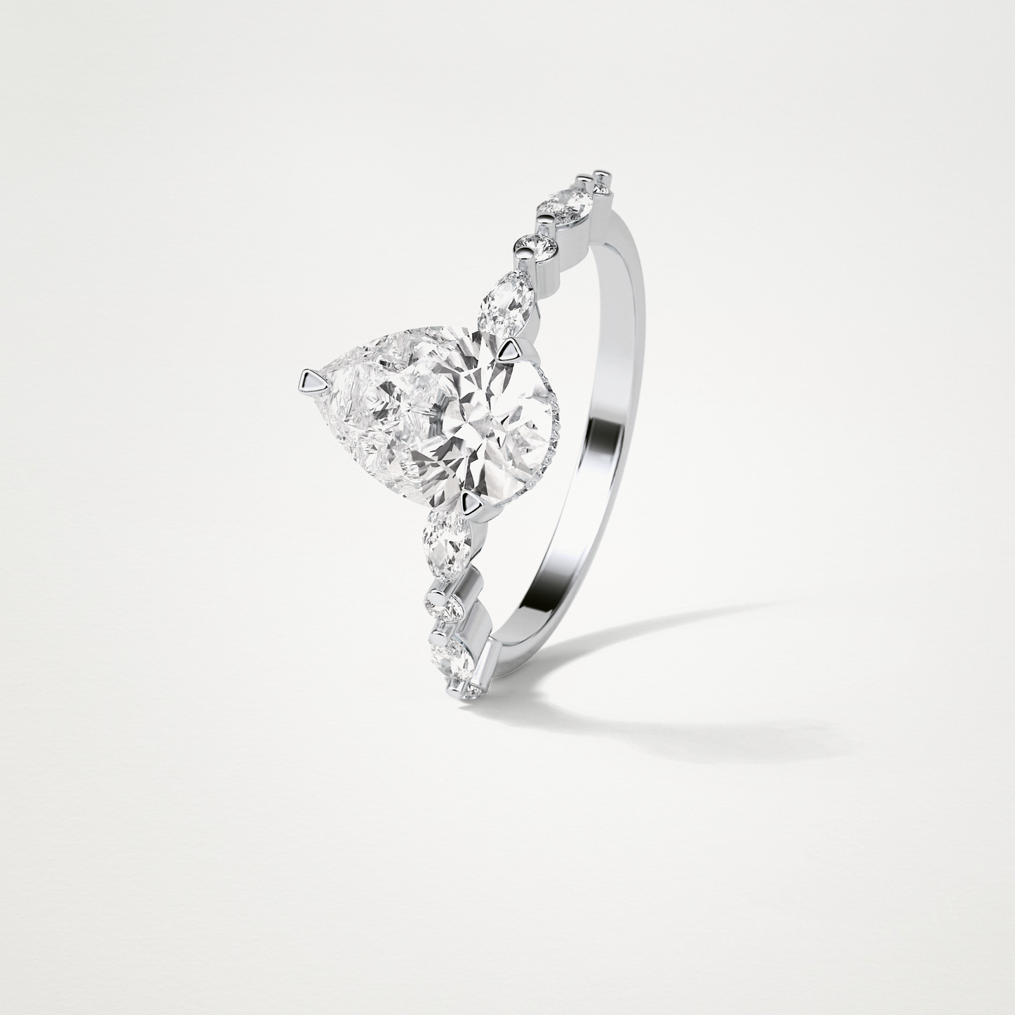 Pear Hidden Halo & Pave Moissanite Engagement Ring – 1.93 CT Lab-Created Brilliance in 10K/14K/18K Gold