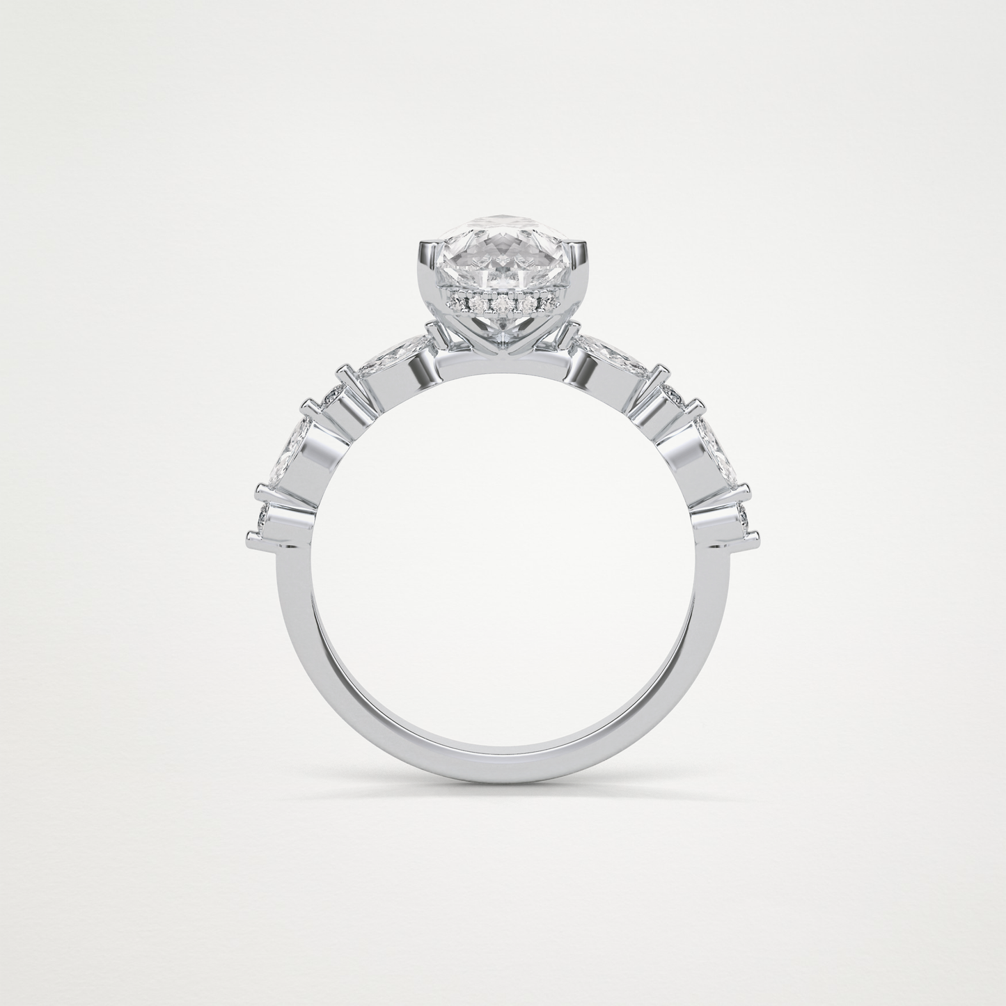 Pear Hidden Halo & Pave Moissanite Engagement Ring – 1.93 CT Lab-Created Brilliance in 10K/14K/18K Gold