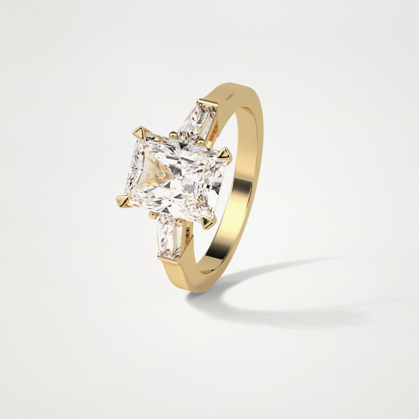 Radiant Three Stones Moissanite Engagement Ring – 2.3 CT Lab-Created Brilliance in 10K/14K/18K Gold 13