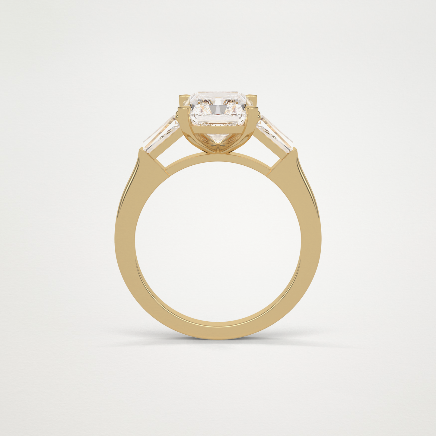 Radiant Three Stones Moissanite Engagement Ring – 2.3 CT Lab-Created Brilliance in 10K/14K/18K Gold 14