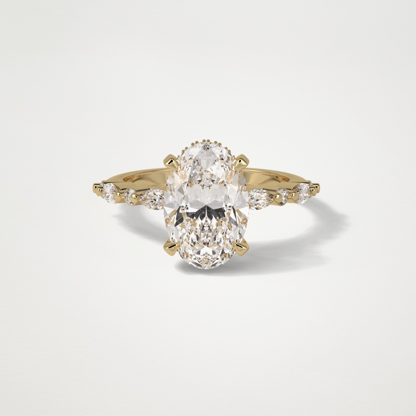 Oval Hidden Halo & Pave Moissanite Engagement Ring – 4 CT Lab-Created Brilliance in 10K/14K/18K Gold