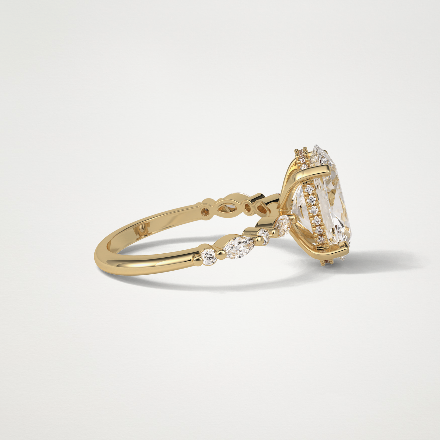 Oval Hidden Halo & Pave Moissanite Engagement Ring – 4 CT Lab-Created Brilliance in 10K/14K/18K Gold