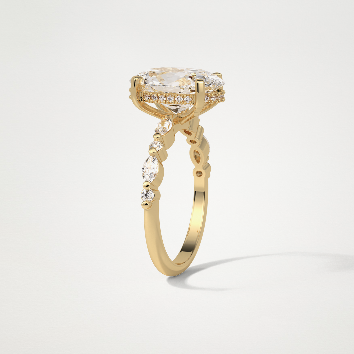 Oval Hidden Halo & Pave Moissanite Engagement Ring – 4 CT Lab-Created Brilliance in 10K/14K/18K Gold