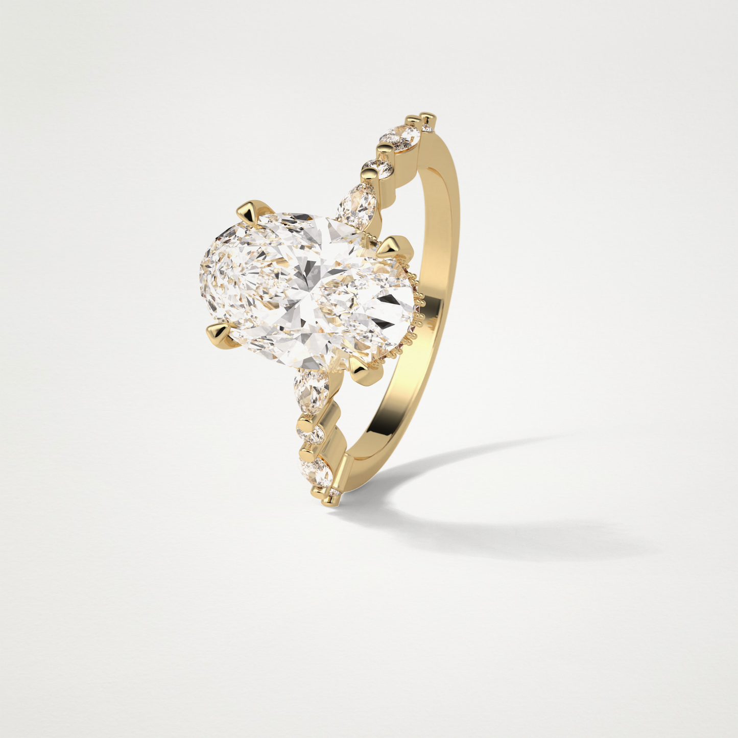 Oval Hidden Halo & Pave Moissanite Engagement Ring – 4 CT Lab-Created Brilliance in 10K/14K/18K Gold