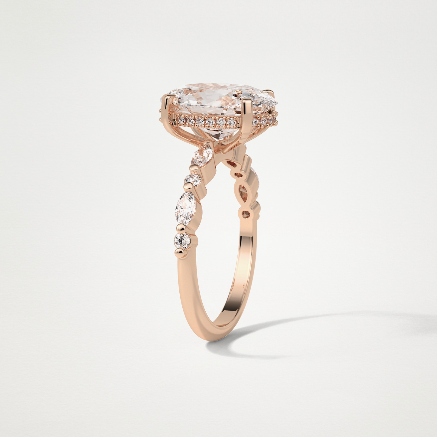 Oval Hidden Halo & Pave Moissanite Engagement Ring – 4 CT Lab-Created Brilliance in 10K/14K/18K Gold