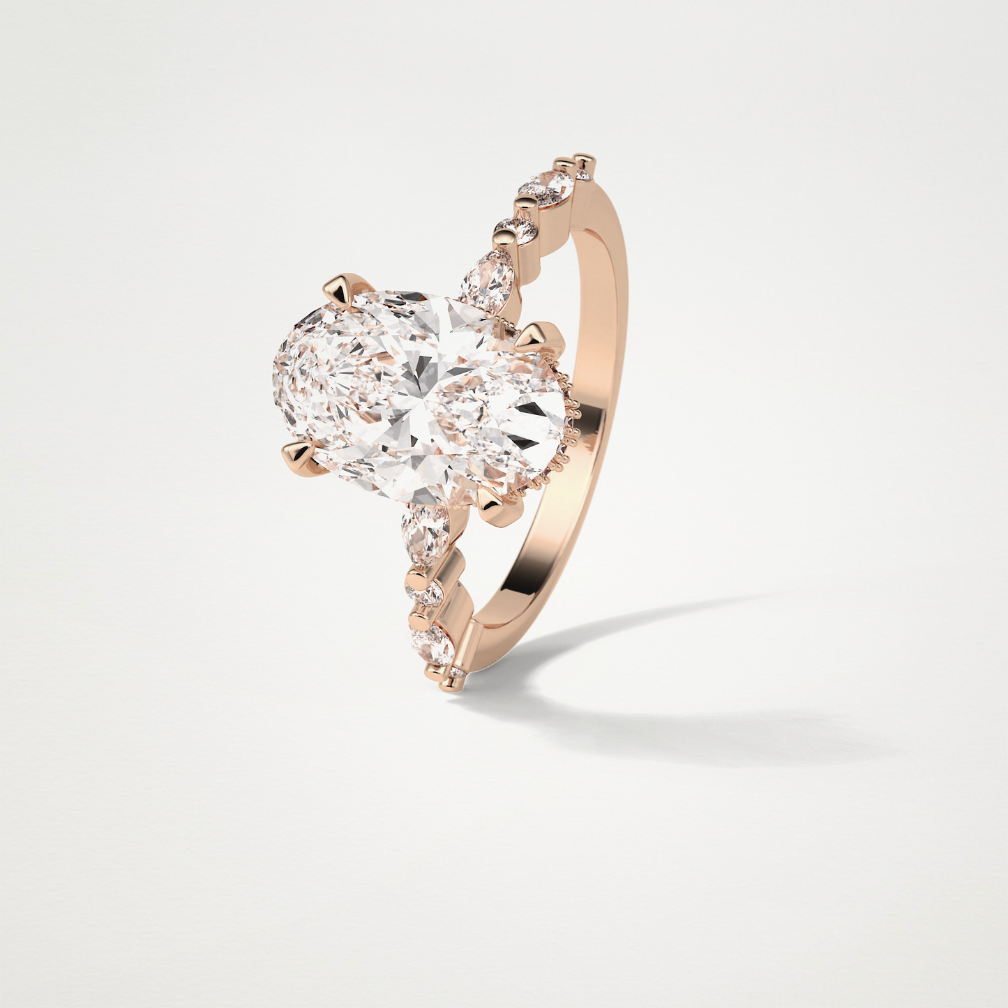 Oval Hidden Halo & Pave Moissanite Engagement Ring – 4 CT Lab-Created Brilliance in 10K/14K/18K Gold