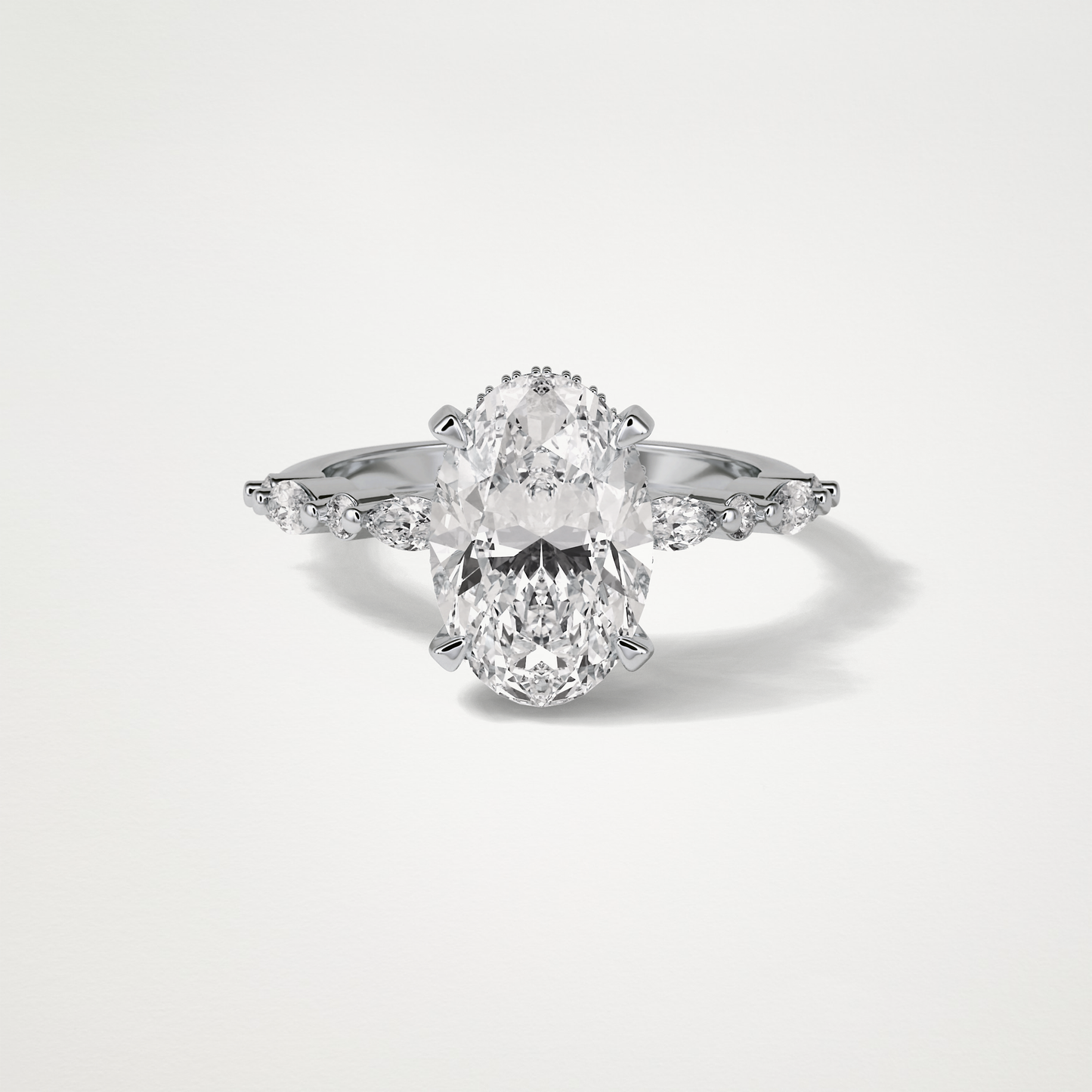 Oval Hidden Halo & Pave Moissanite Engagement Ring – 4 CT Lab-Created Brilliance in 10K/14K/18K Gold