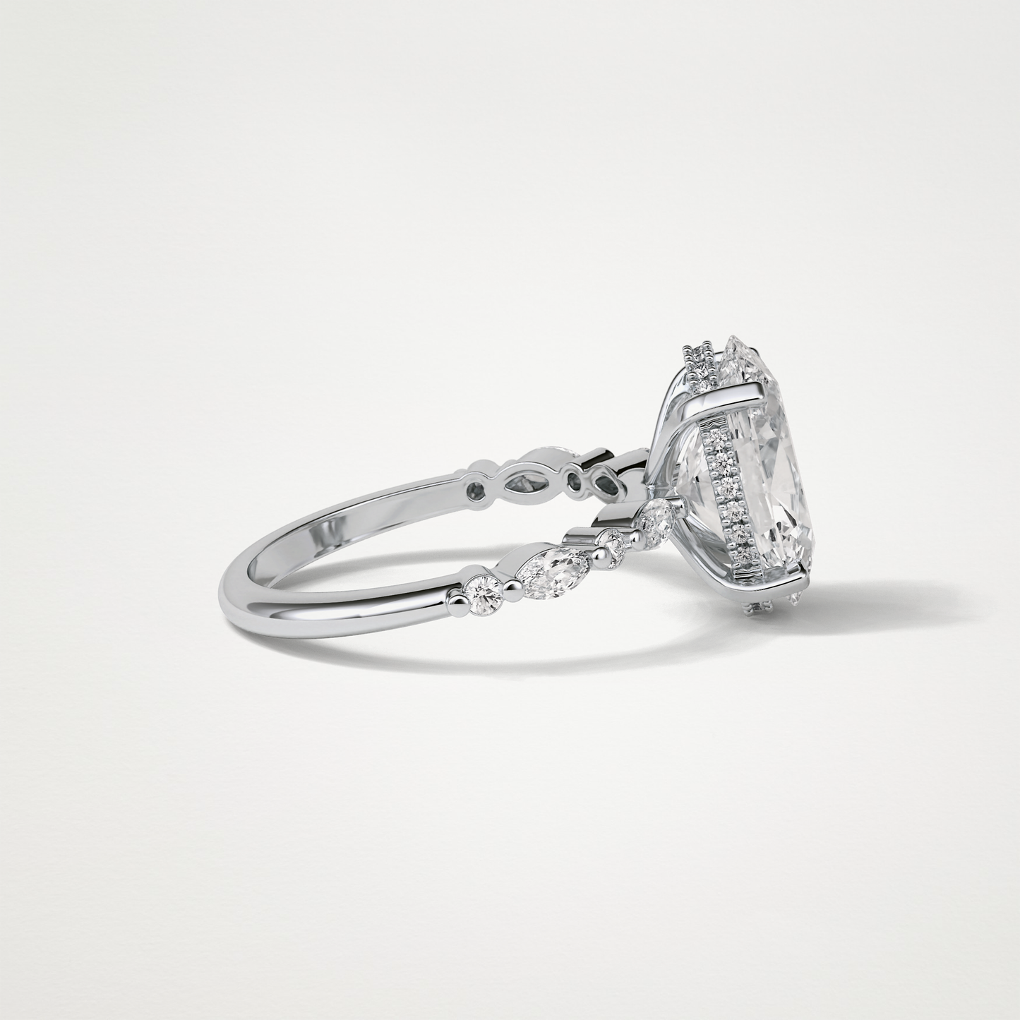Oval Hidden Halo & Pave Moissanite Engagement Ring – 4 CT Lab-Created Brilliance in 10K/14K/18K Gold