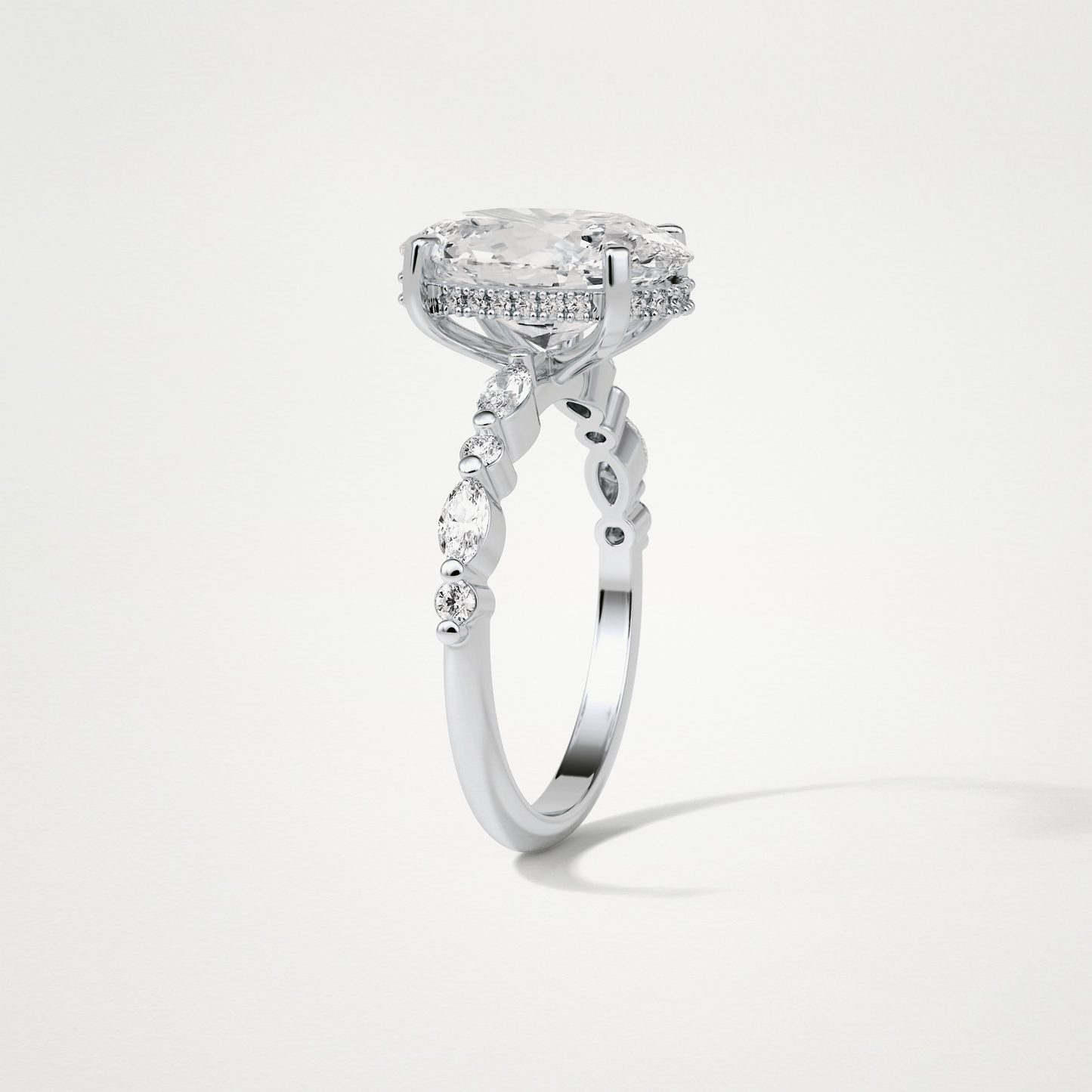 Oval Hidden Halo & Pave Moissanite Engagement Ring – 4 CT Lab-Created Brilliance in 10K/14K/18K Gold