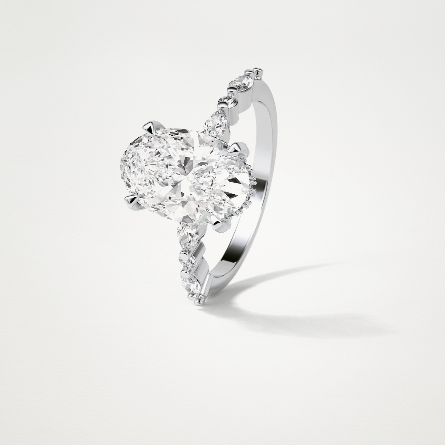 Oval Hidden Halo & Pave Moissanite Engagement Ring – 4 CT Lab-Created Brilliance in 10K/14K/18K Gold