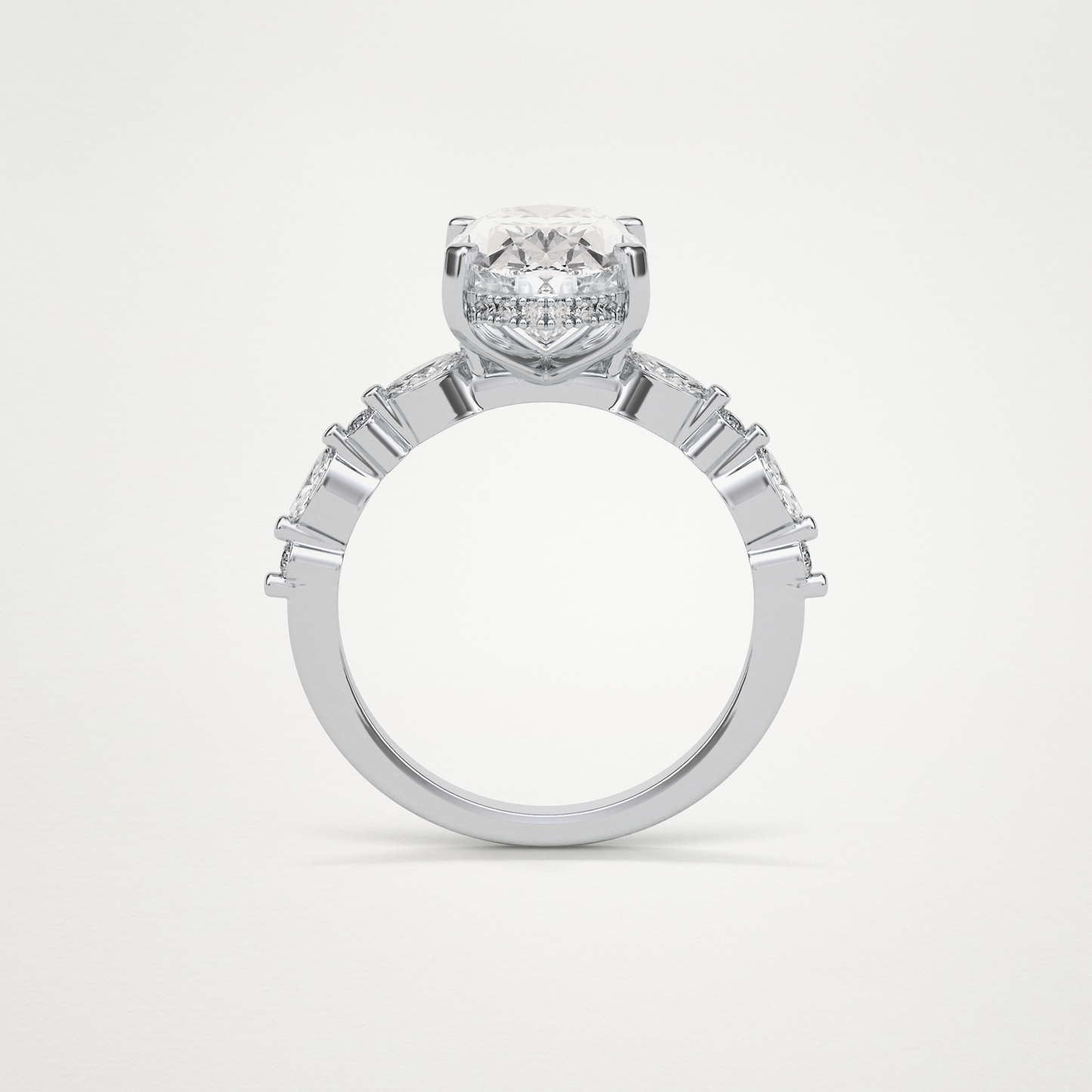 Oval Hidden Halo & Pave Moissanite Engagement Ring – 4 CT Lab-Created Brilliance in 10K/14K/18K Gold