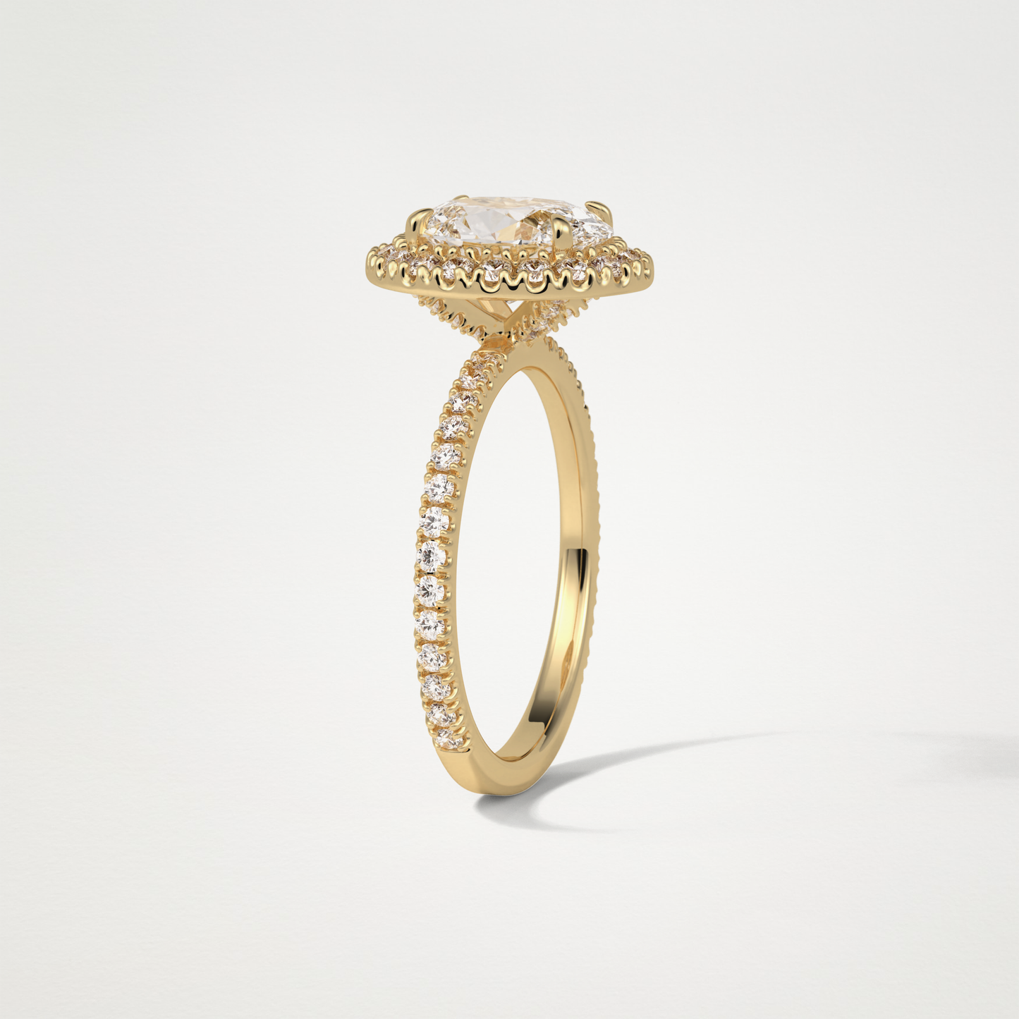 Oval Halo & Pave Moissanite Engagement Ring – 1.91 CT Lab-Created Brilliance in 10K/14K/18K Gold