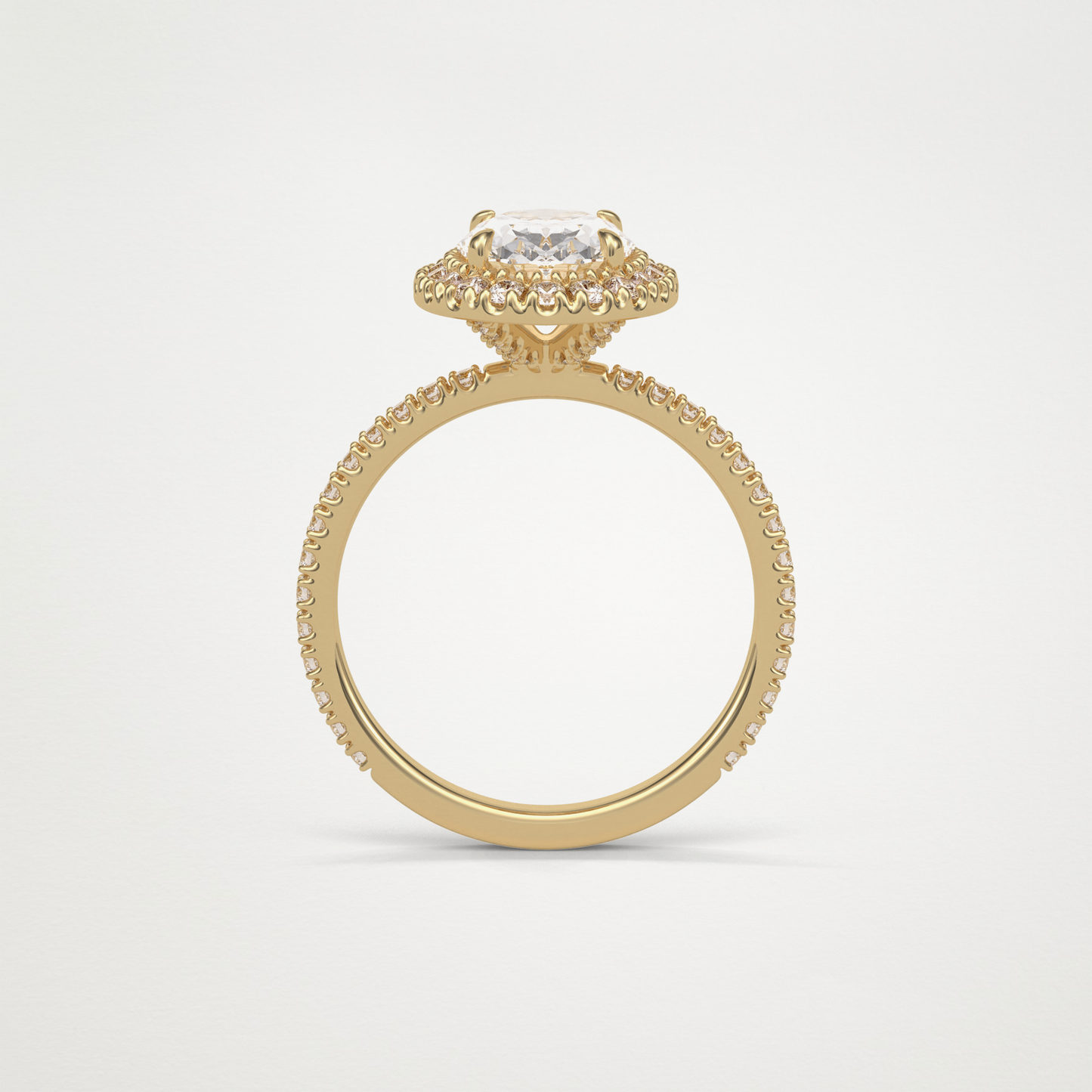 Oval Halo & Pave Moissanite Engagement Ring – 1.91 CT Lab-Created Brilliance in 10K/14K/18K Gold