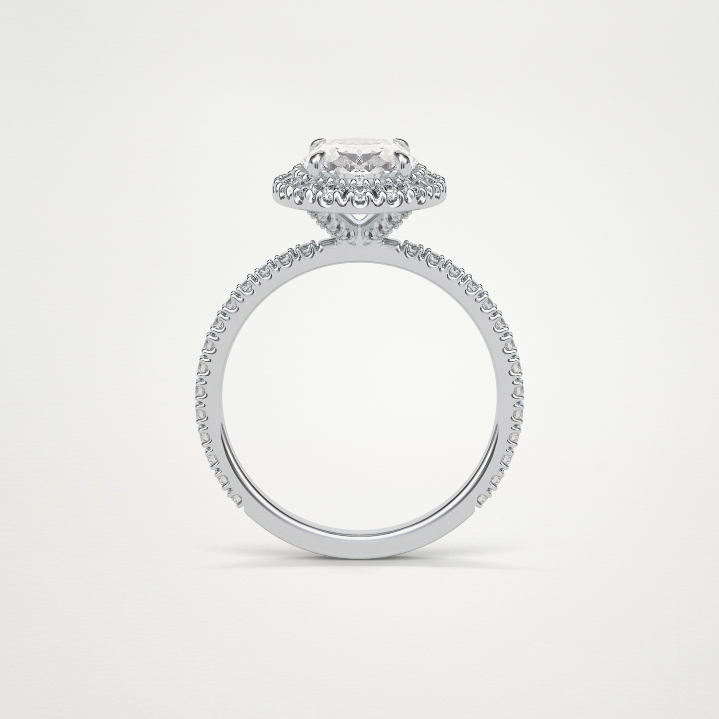 Oval Halo & Pave Moissanite Engagement Ring – 1.91 CT Lab-Created Brilliance in 10K/14K/18K Gold