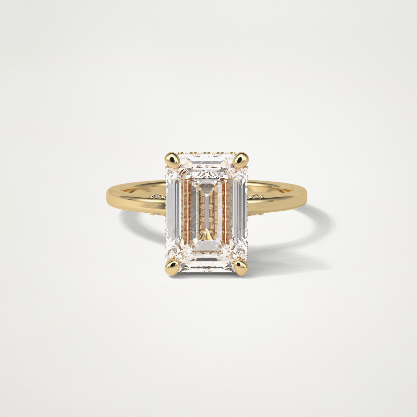 Emerald Hidden Halo Moissanite Engagement Ring – 4.15 CT Lab-Created Brilliance in 10K/14K/18K Gold 8