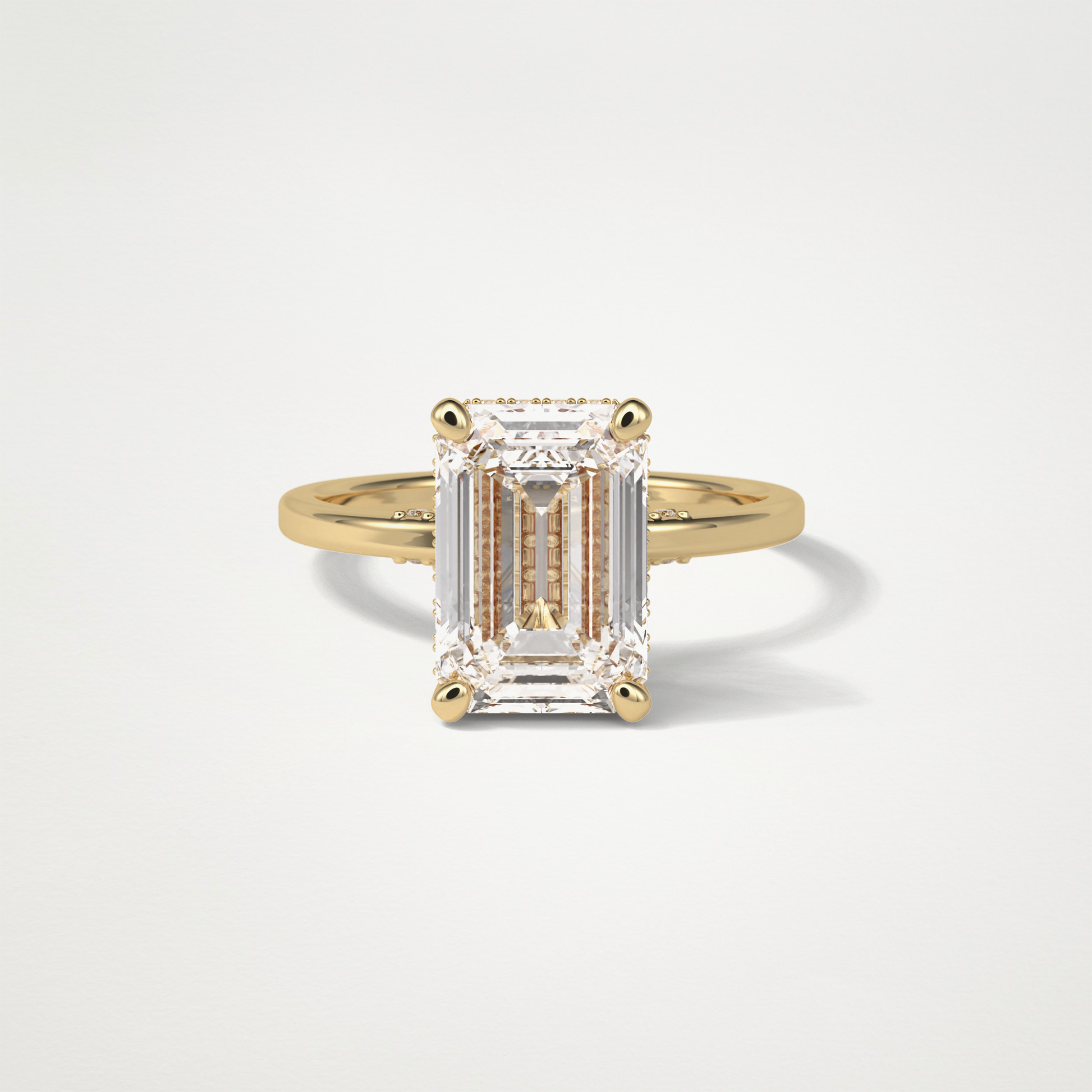 Emerald Hidden Halo Moissanite Engagement Ring – 4.15 CT Lab-Created Brilliance in 10K/14K/18K Gold 8