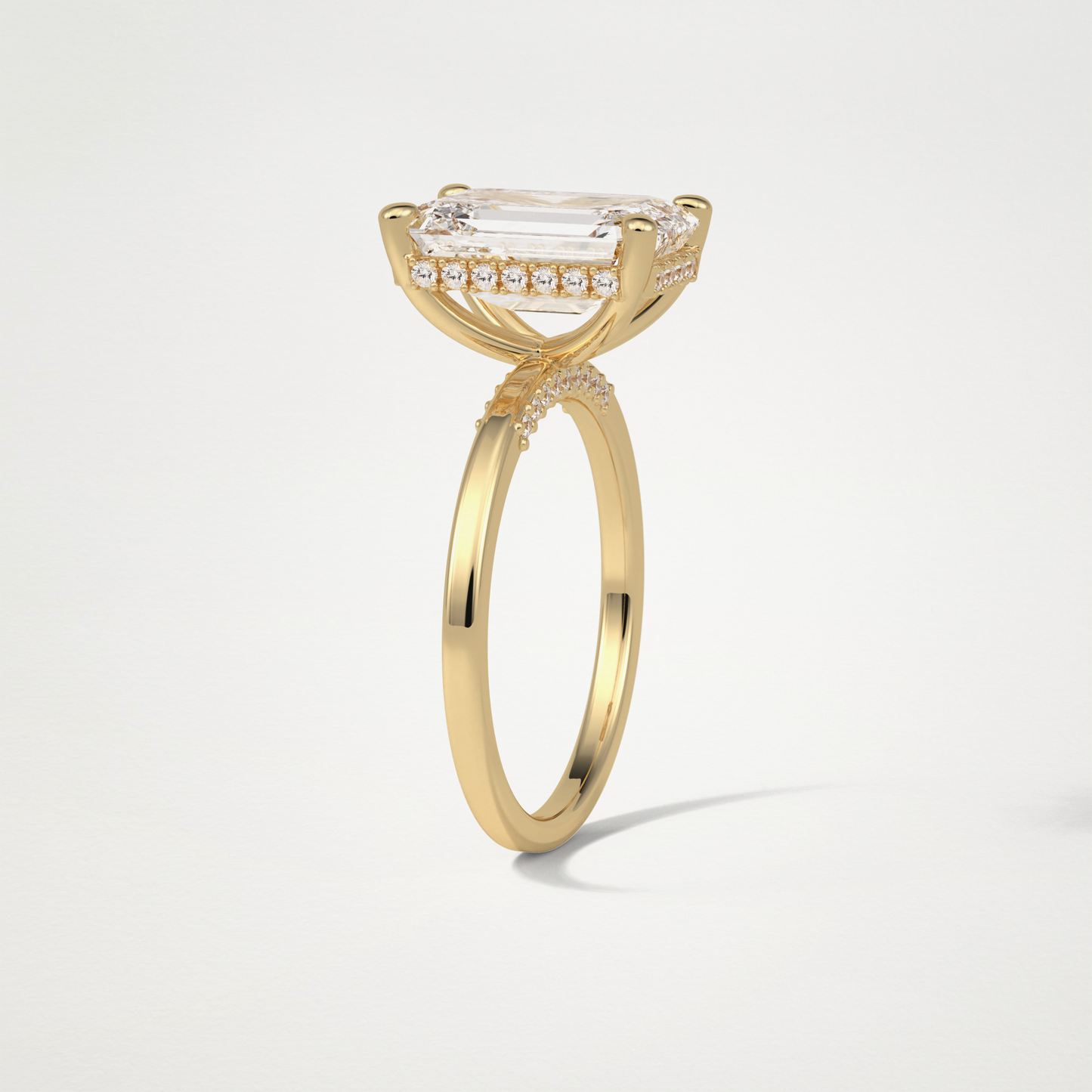 Emerald Hidden Halo Moissanite Engagement Ring – 4.15 CT Lab-Created Brilliance in 10K/14K/18K Gold 12