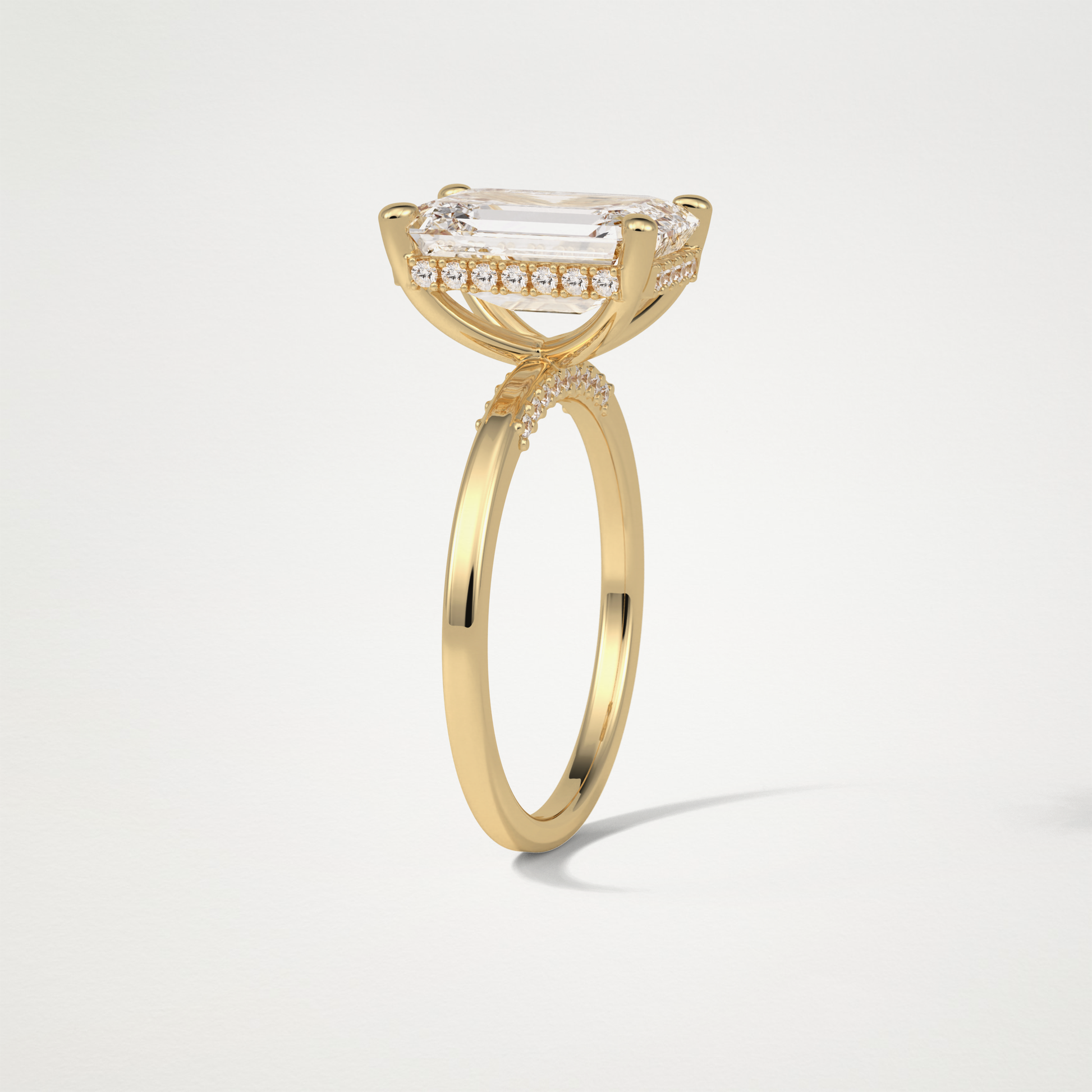 Emerald Hidden Halo Moissanite Engagement Ring – 4.15 CT Lab-Created Brilliance in 10K/14K/18K Gold 12