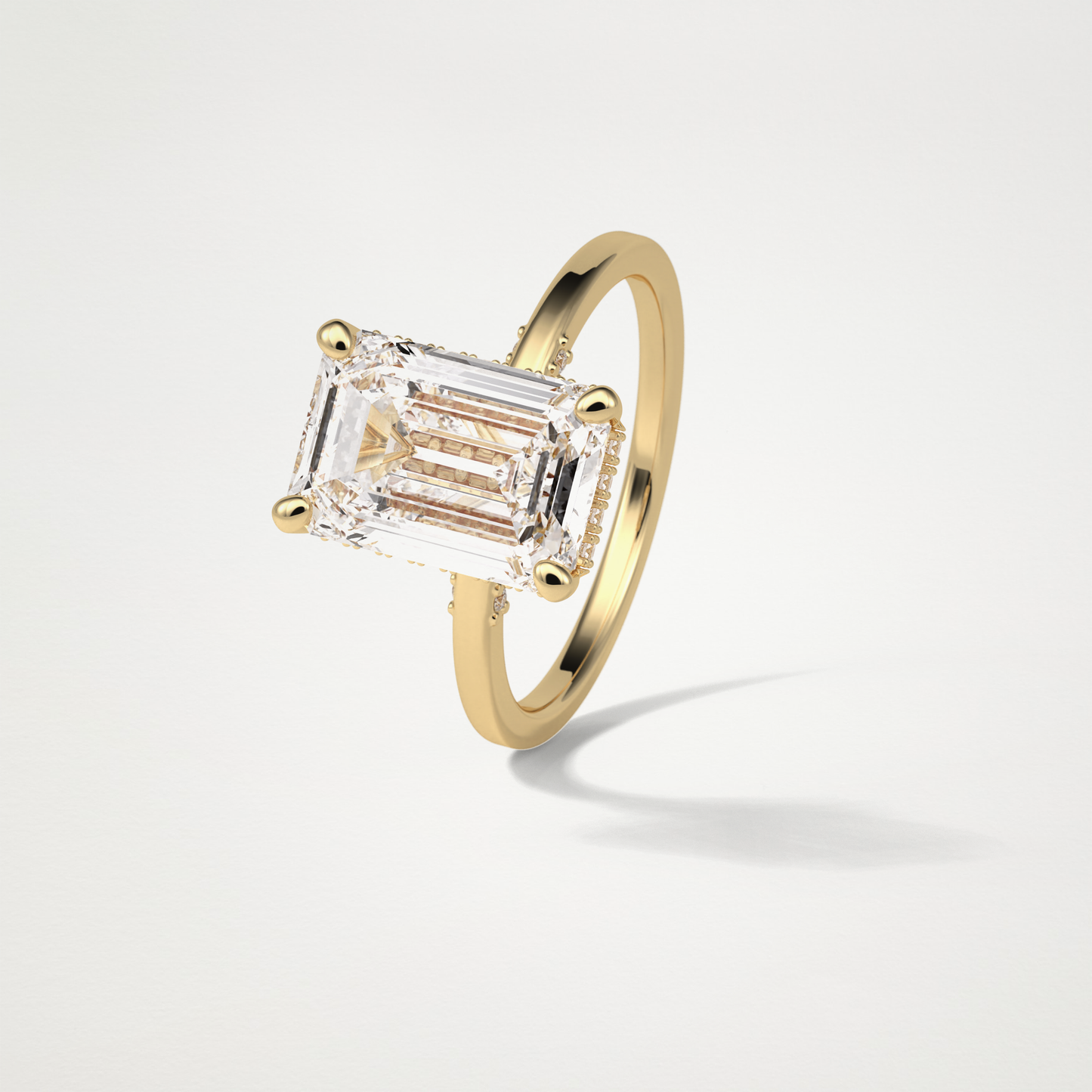 Emerald Hidden Halo Moissanite Engagement Ring – 4.15 CT Lab-Created Brilliance in 10K/14K/18K Gold 13