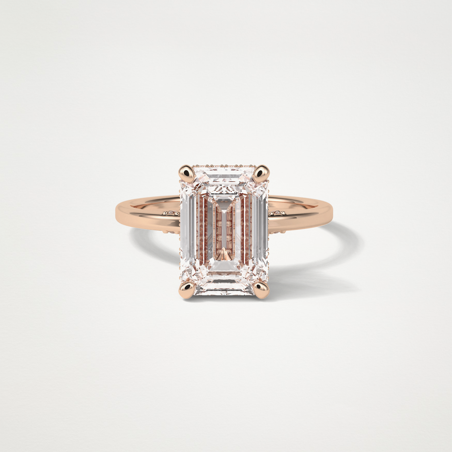 Emerald Hidden Halo Moissanite Engagement Ring – 4.15 CT Lab-Created Brilliance in 10K/14K/18K Gold 15