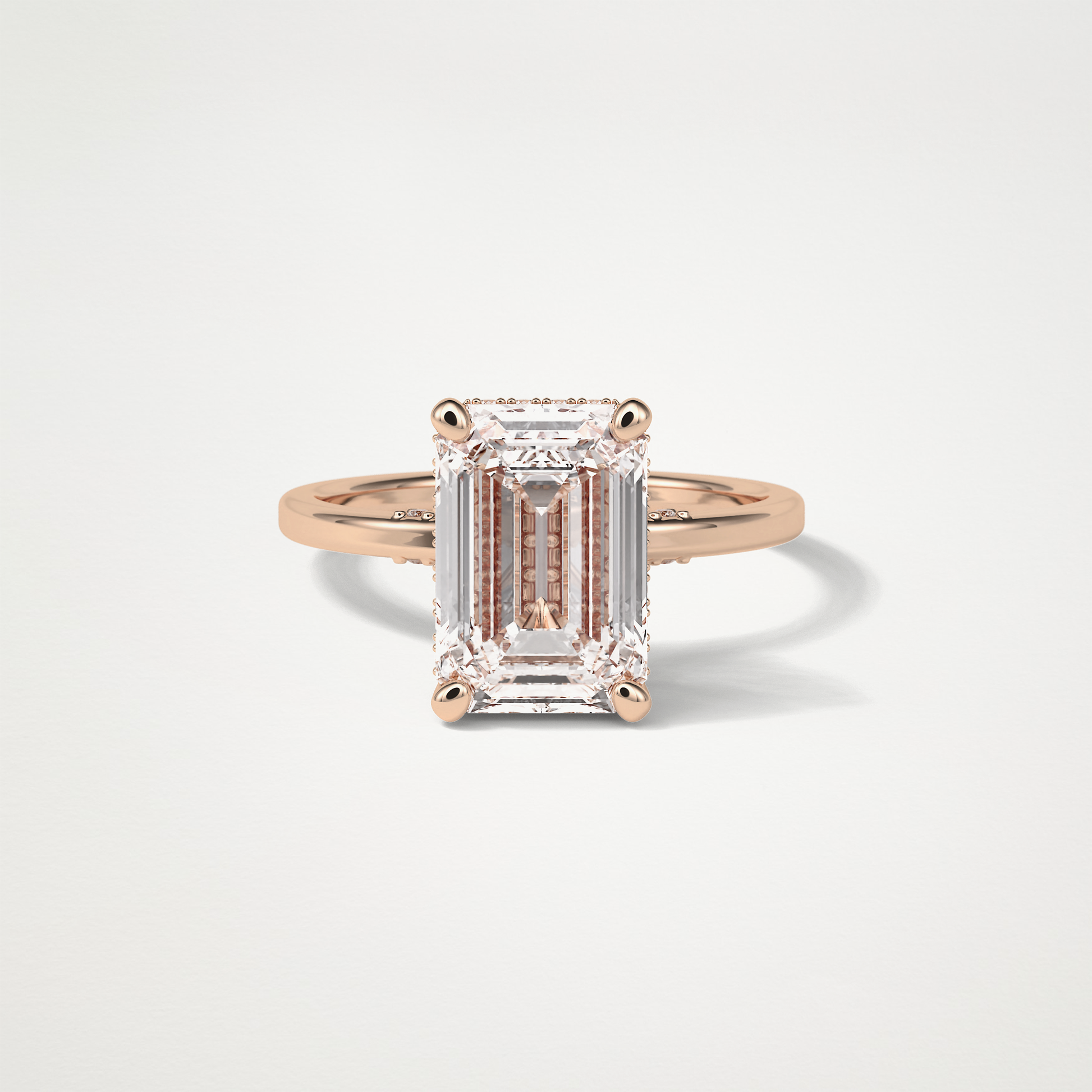 Emerald Hidden Halo Moissanite Engagement Ring – 4.15 CT Lab-Created Brilliance in 10K/14K/18K Gold 15