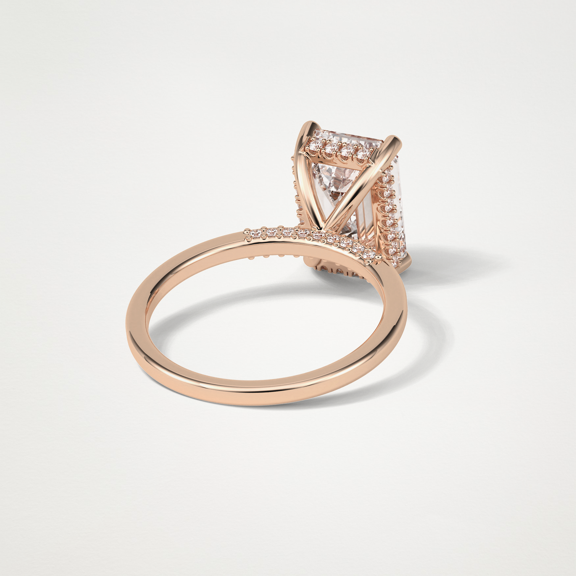 Emerald Hidden Halo Moissanite Engagement Ring – 4.15 CT Lab-Created Brilliance in 10K/14K/18K Gold 16