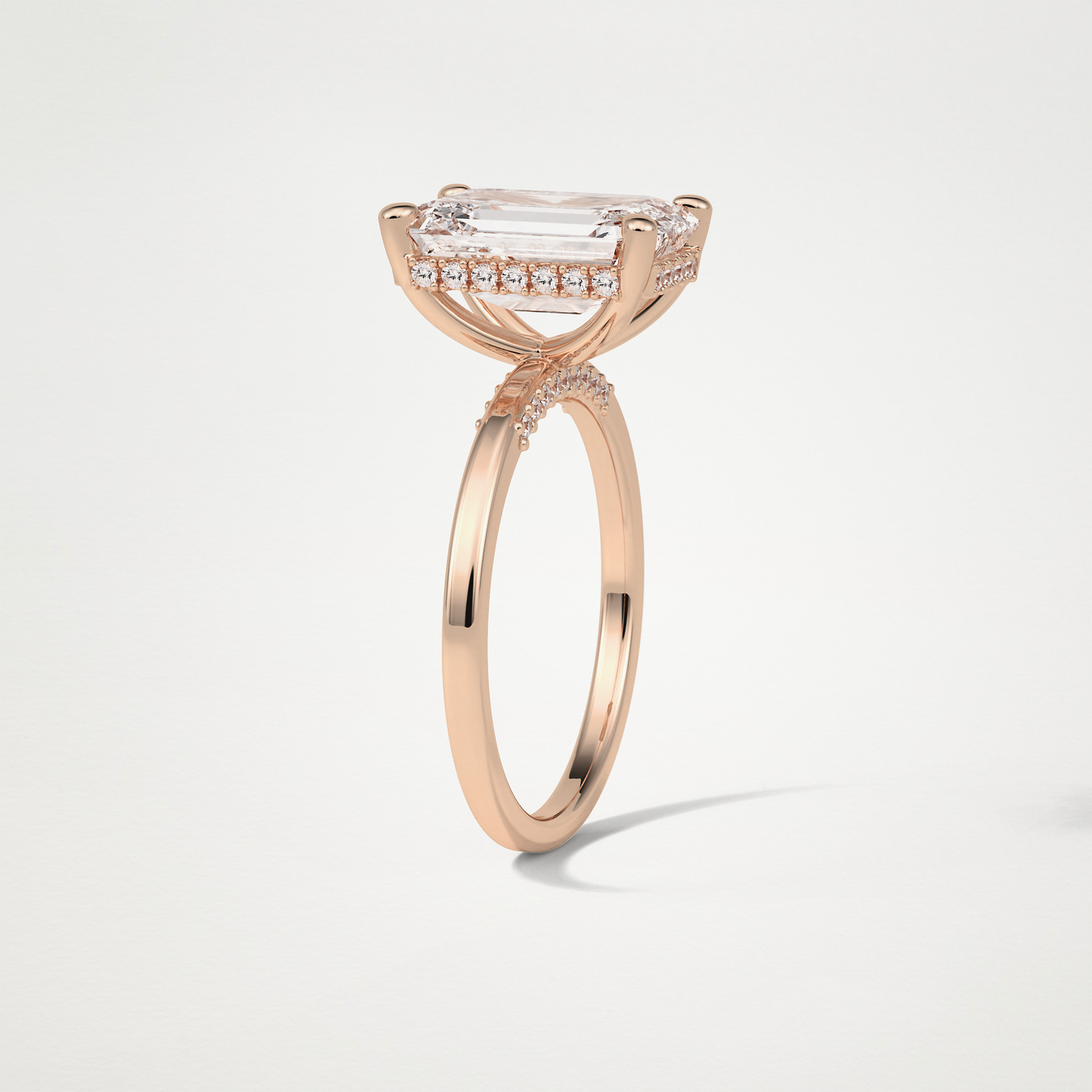 Emerald Hidden Halo Moissanite Engagement Ring – 4.15 CT Lab-Created Brilliance in 10K/14K/18K Gold 19